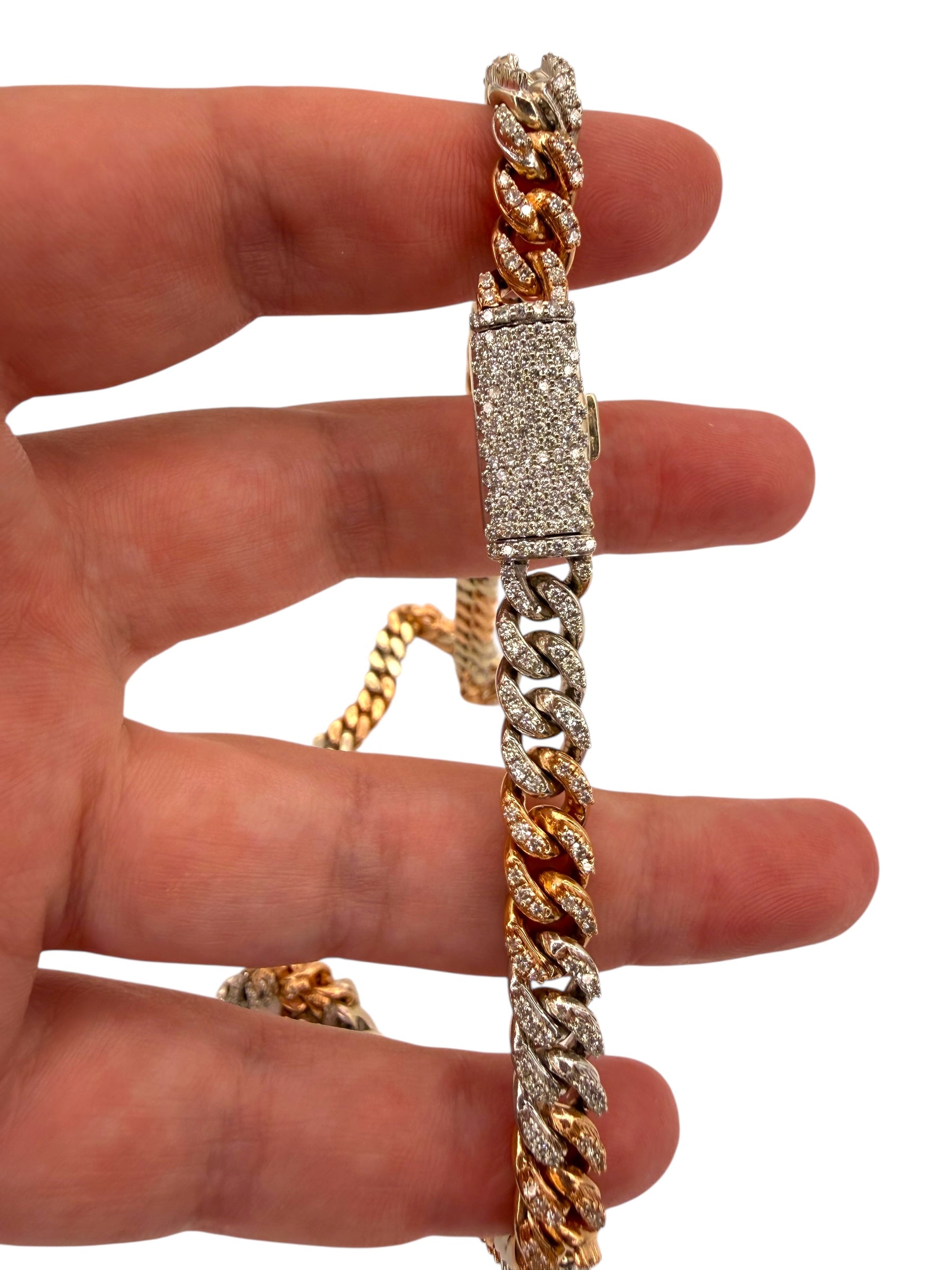 14k Two Tone Diamond Curb Necklace