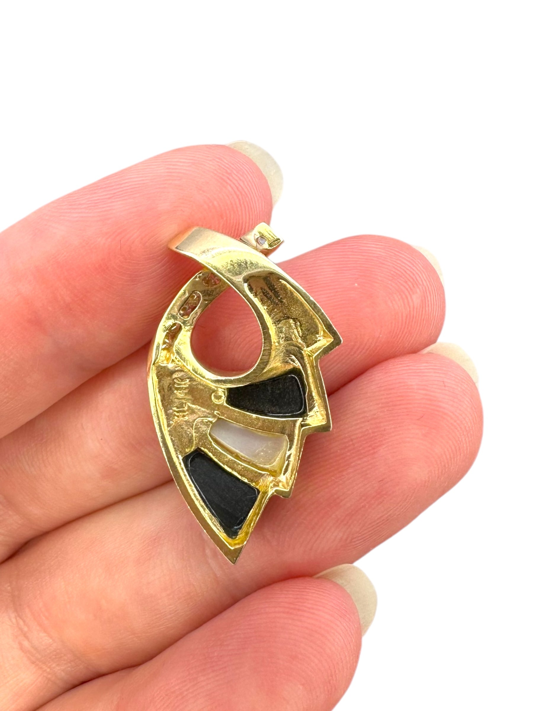 14k Onyx MOP Diamond Slide Pendant