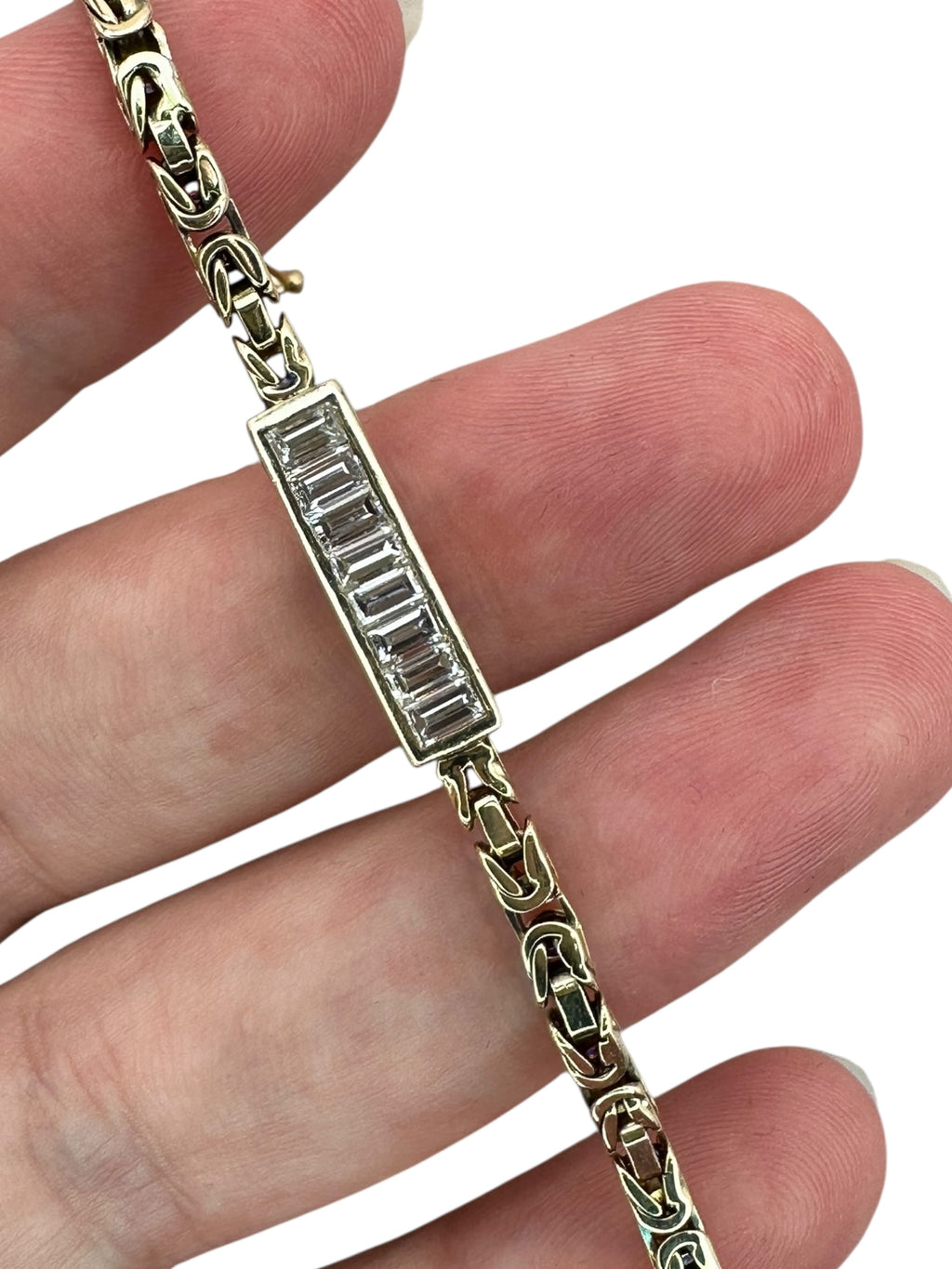 14k Byzantine Link Diamond Station Bracelet by Uno a Erre