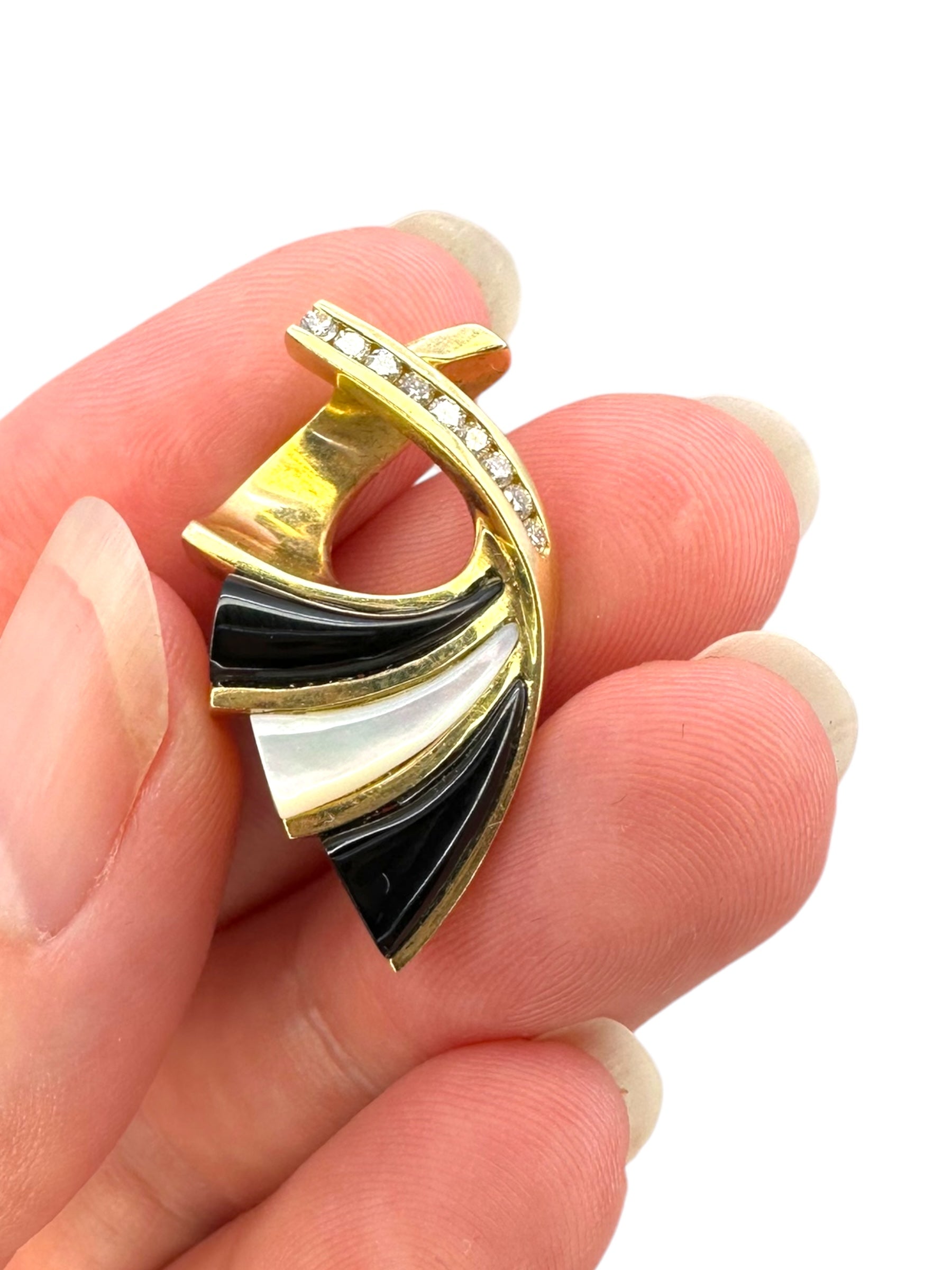14k Onyx MOP Diamond Slide Pendant