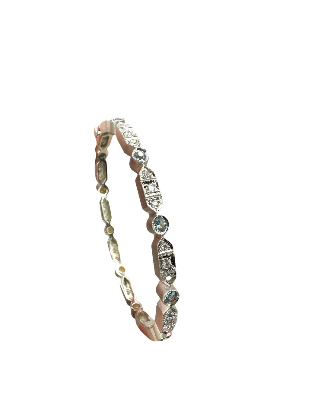 18k Aquamarine Diamond Bangle Bracelet