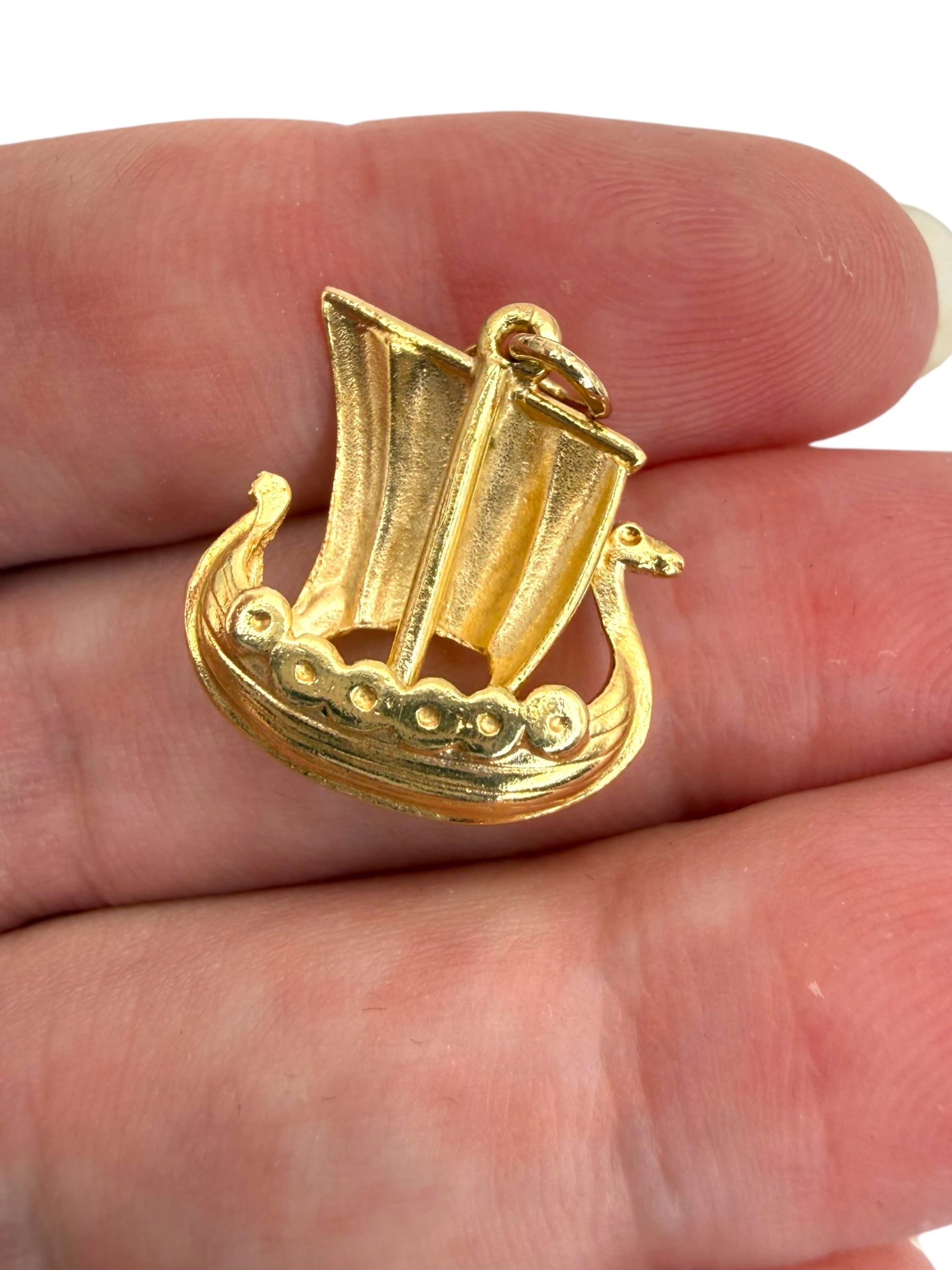 14k Viking Ship Charm
