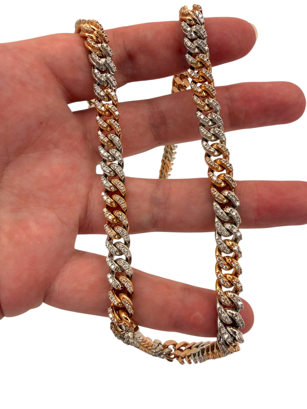 14k Two Tone Diamond Curb Necklace