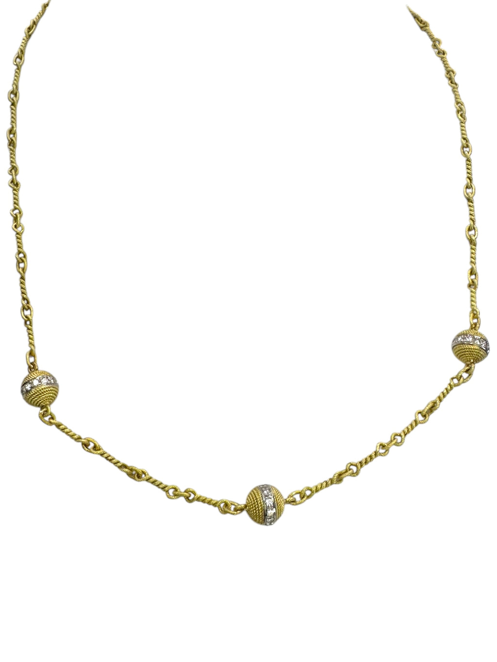 18k Ball Station Diamond Necklace