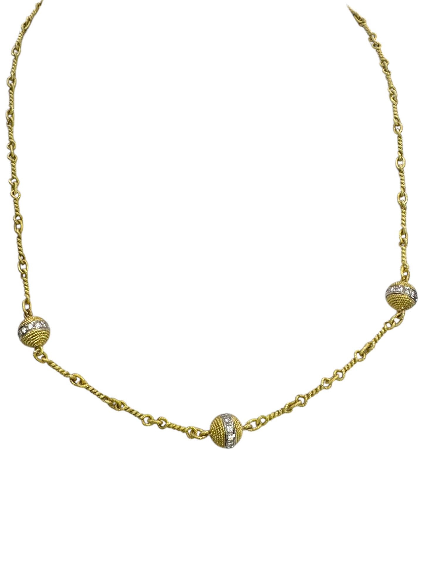 18k Ball Station Diamond Necklace