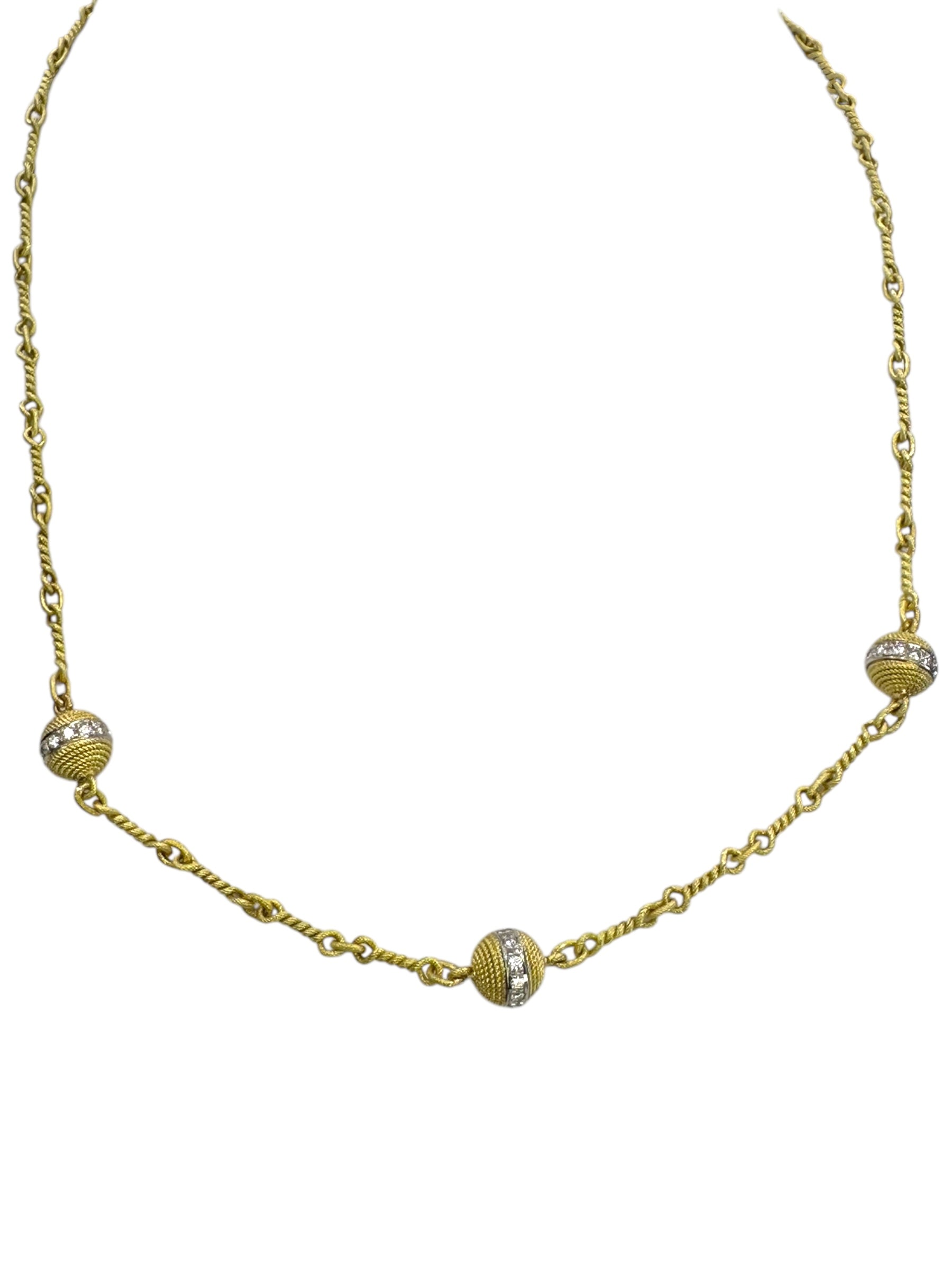 18k Ball Station Diamond Necklace