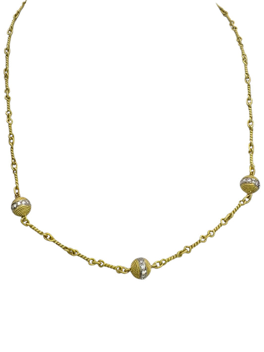 18k Ball Station Diamond Necklace