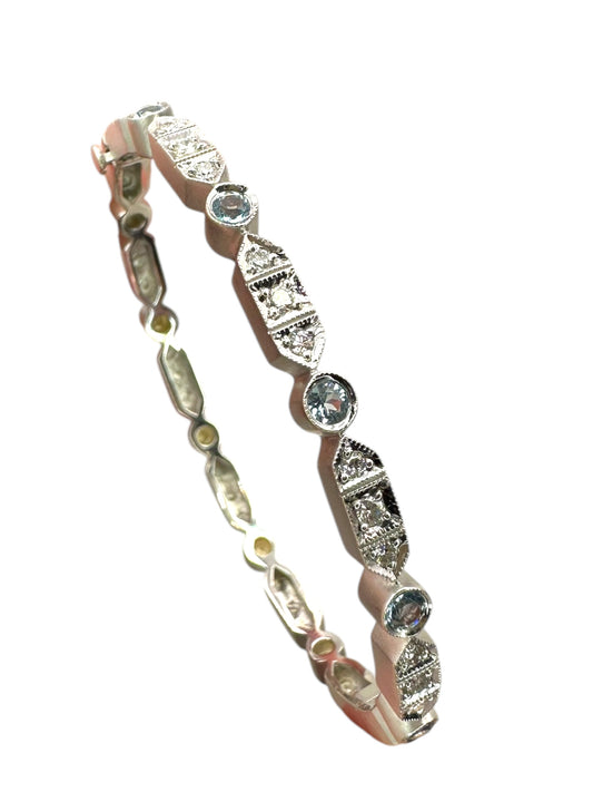 18k Aquamarine Diamond Bangle Bracelet