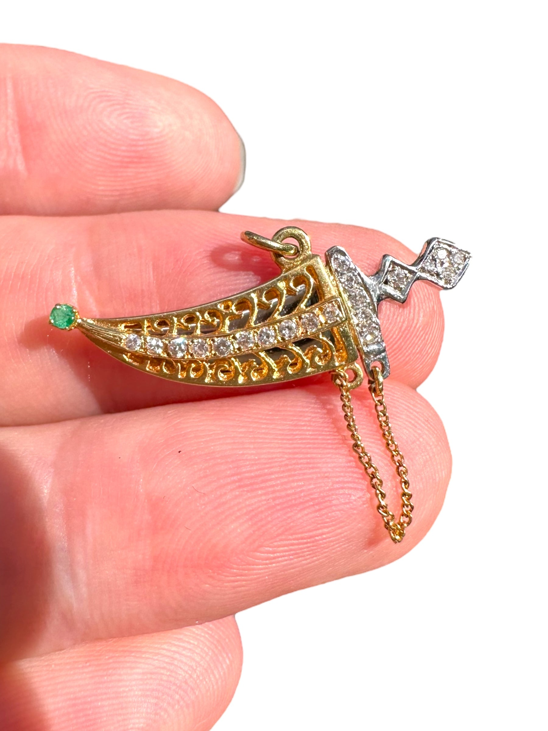 18k Diamond Dagger Charm