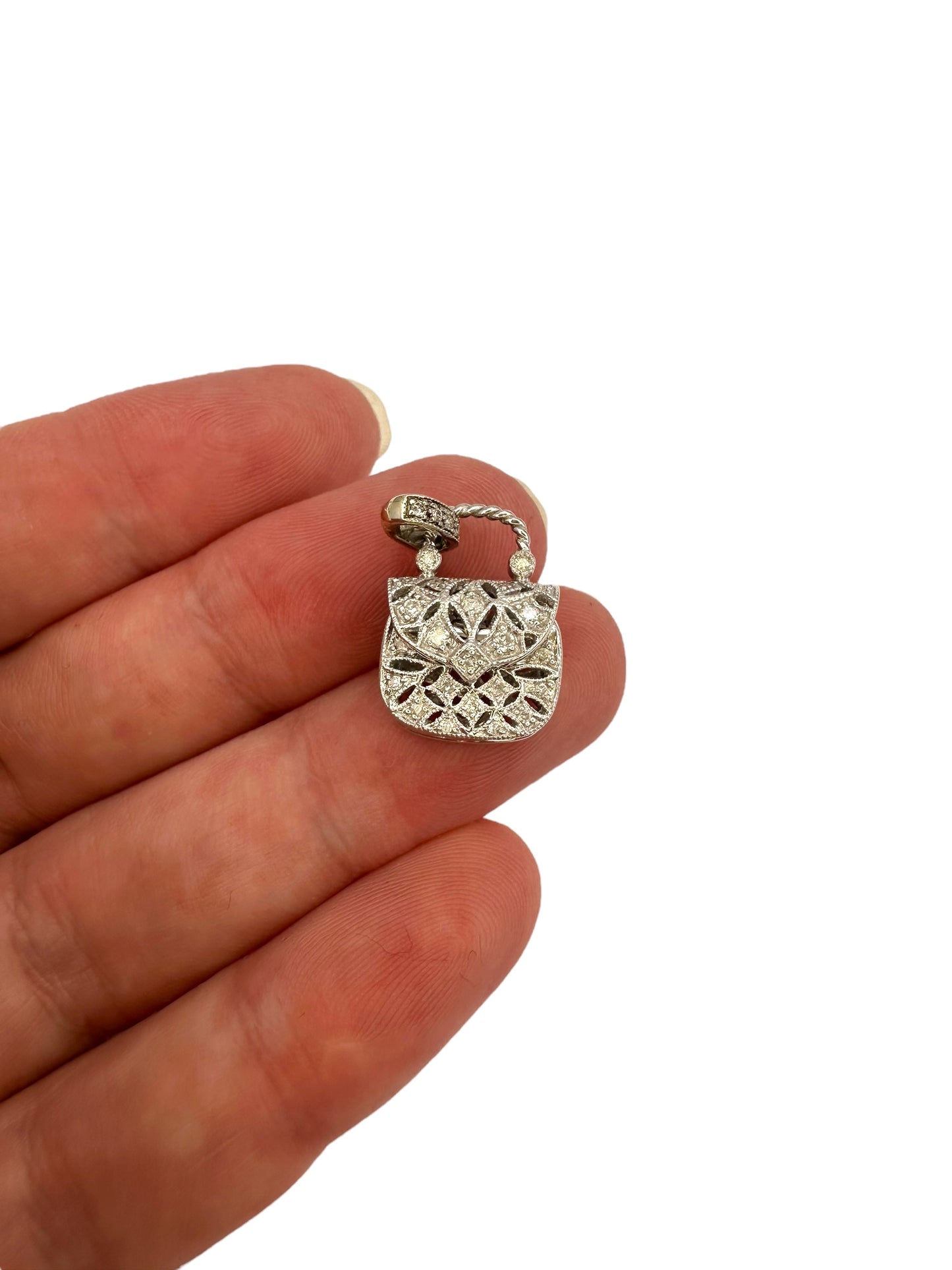 14k Diamond Purse Charm