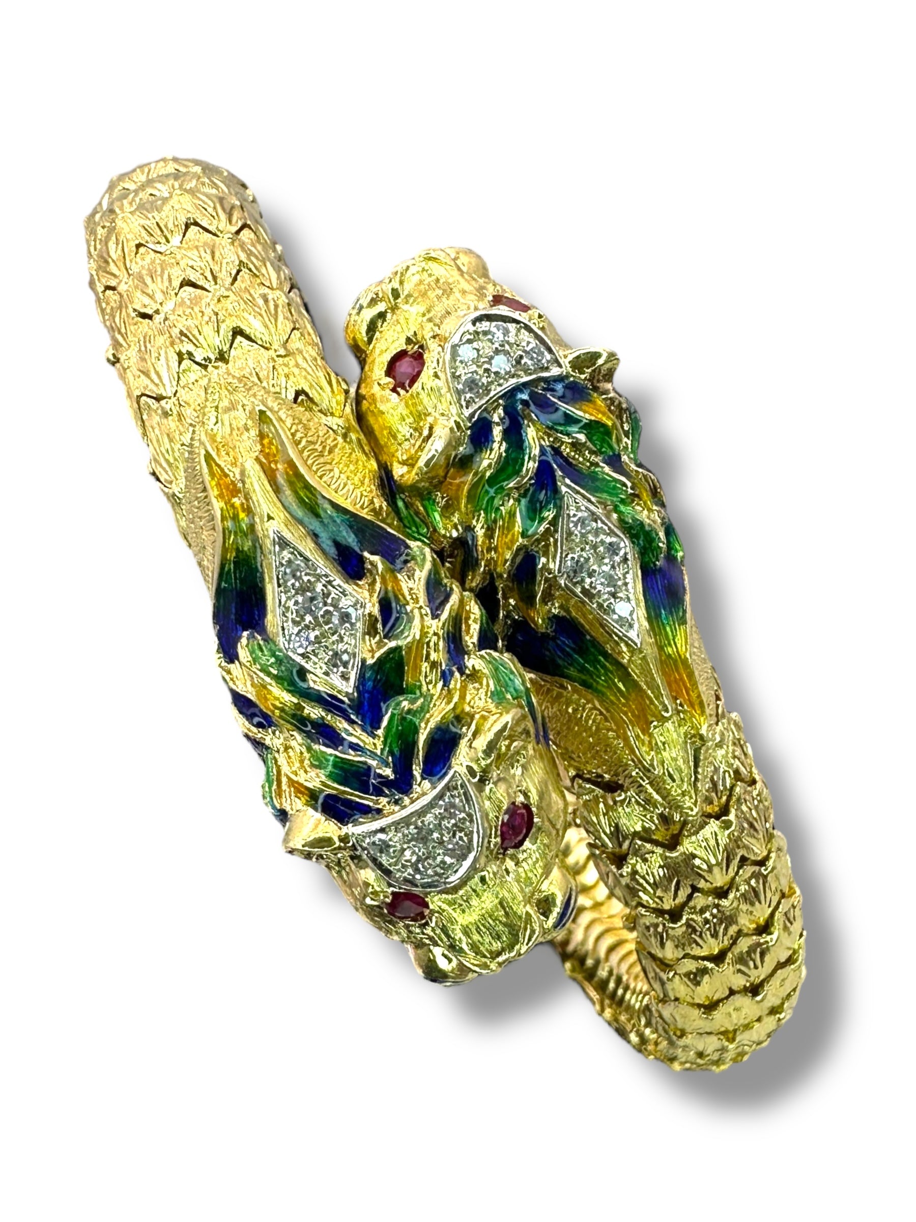 18k Lion Head Enamel Diamond Flex Bracelet