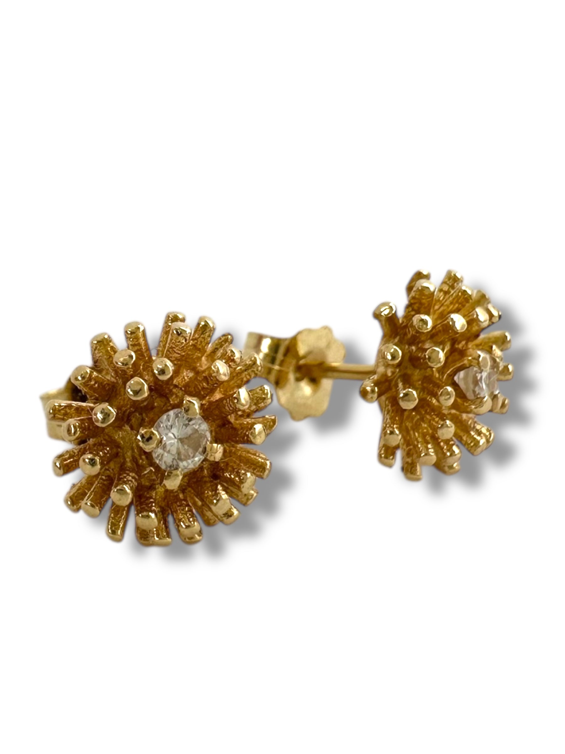 14k Diamond Dandelion Earrings