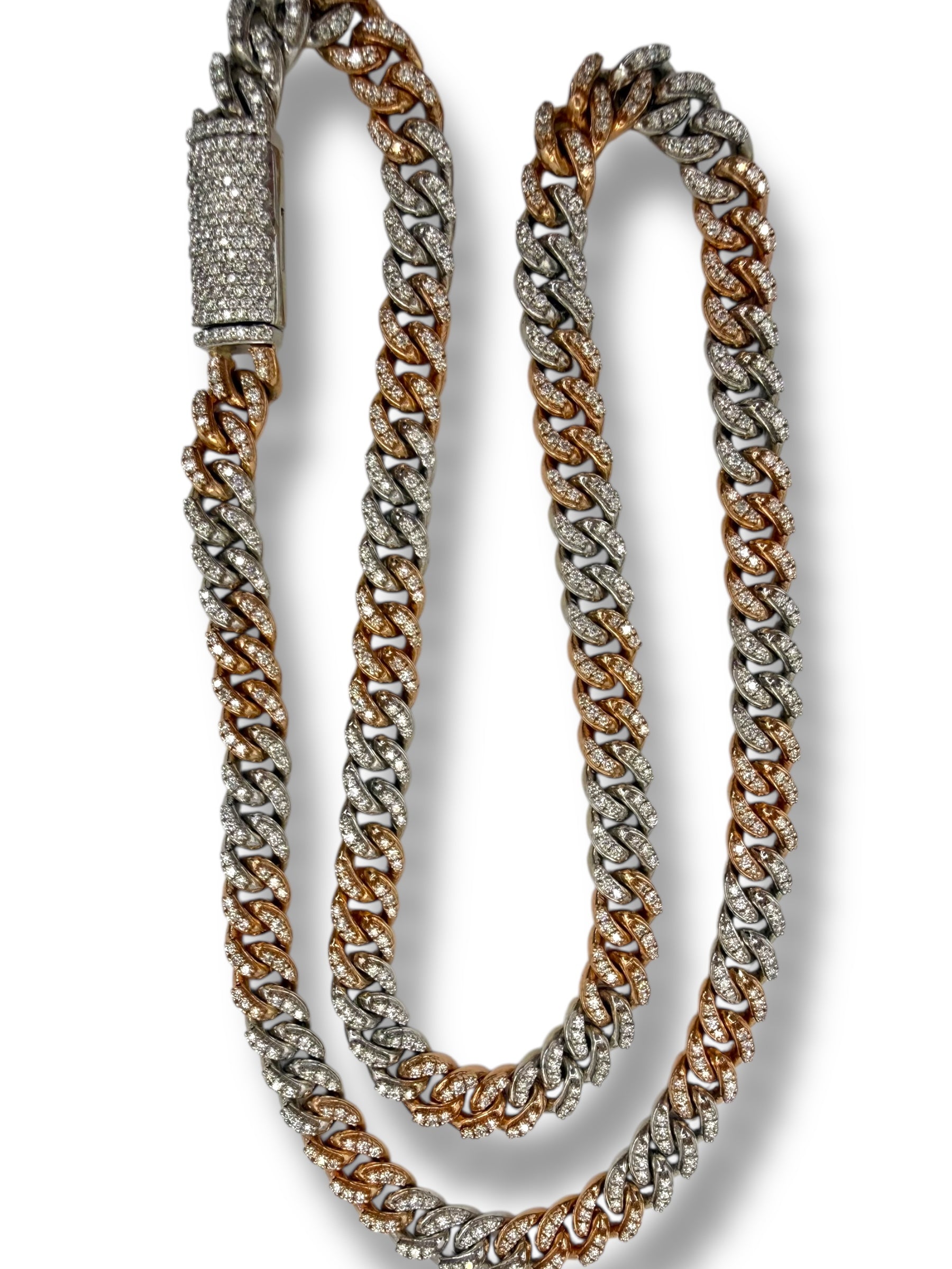 14k Two Tone Diamond Curb Necklace