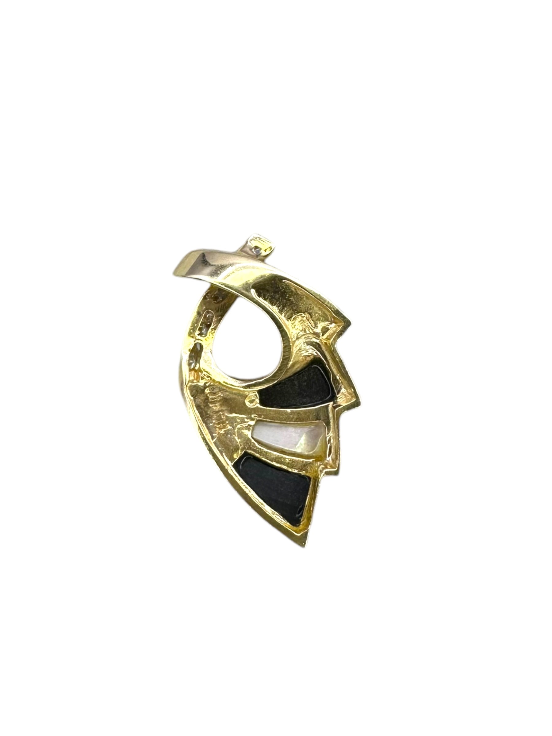 14k Onyx MOP Diamond Slide Pendant