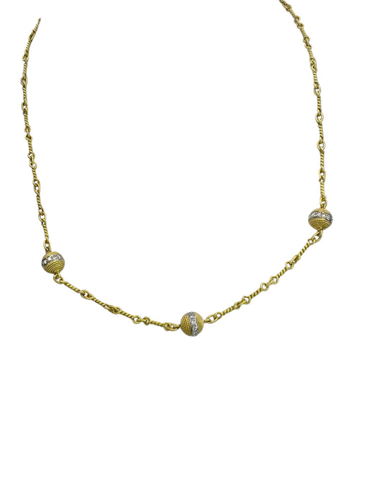 18k Ball Station Diamond Necklace