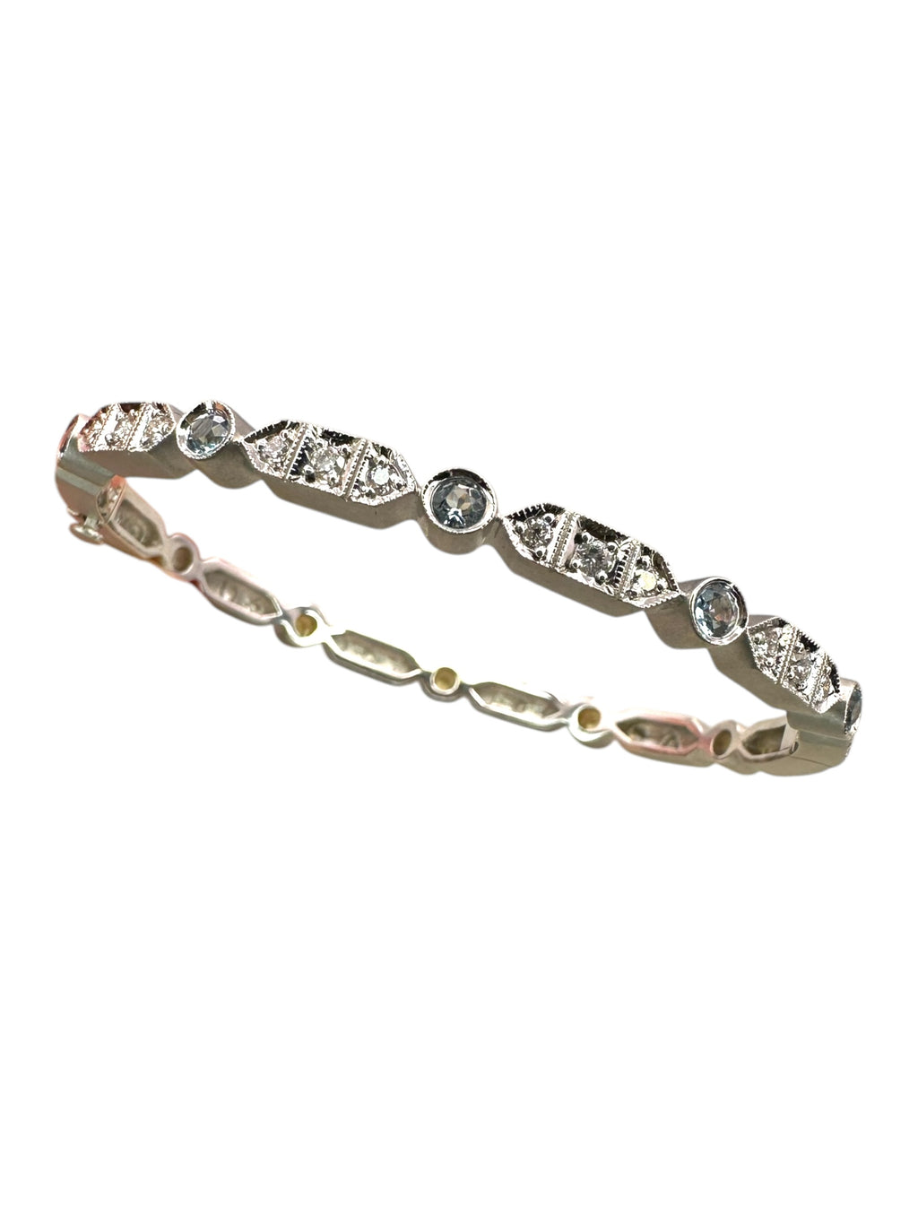 18k Aquamarine Diamond Bangle Bracelet