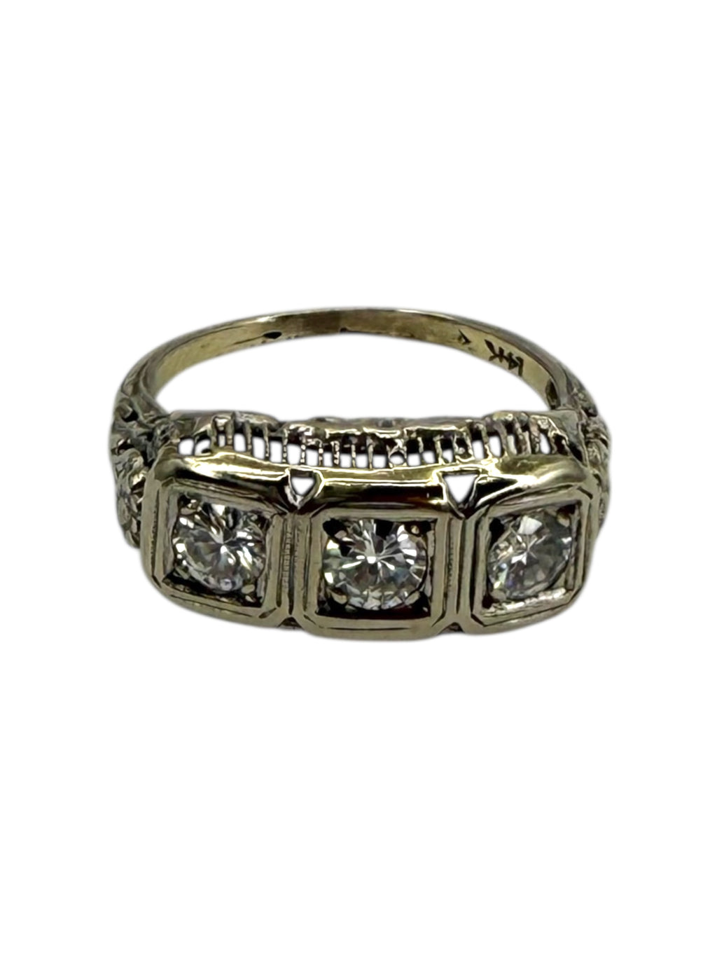 14k Diamond Art Deco Style Ring