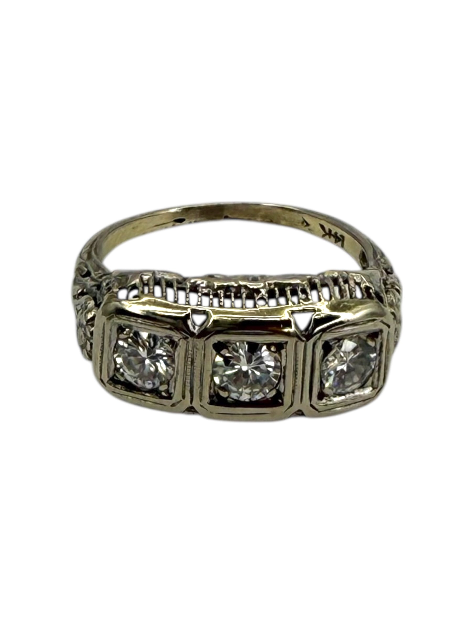 14k Diamond Art Deco Style Ring