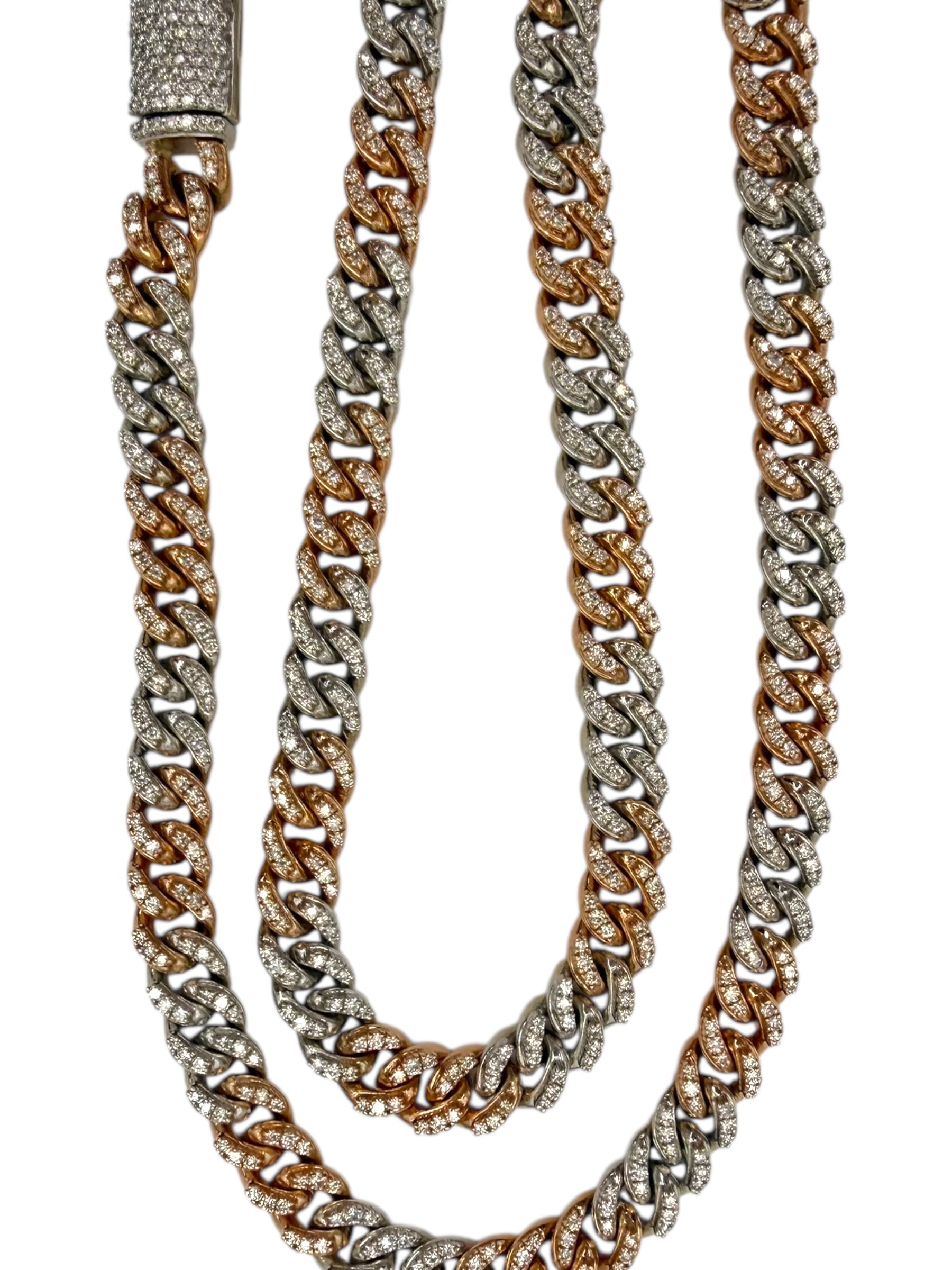 14k Two Tone Diamond Curb Necklace