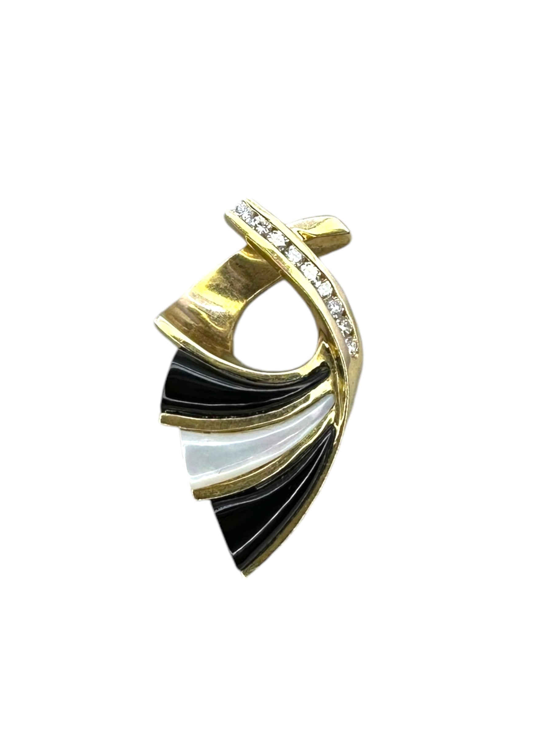 14k Onyx MOP Diamond Slide Pendant