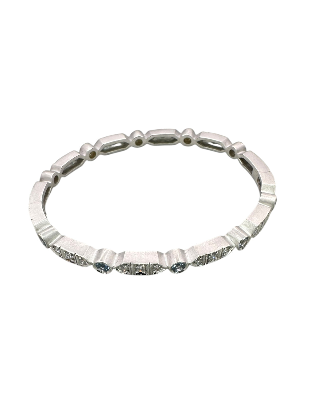 18k Aquamarine Diamond Bangle Bracelet