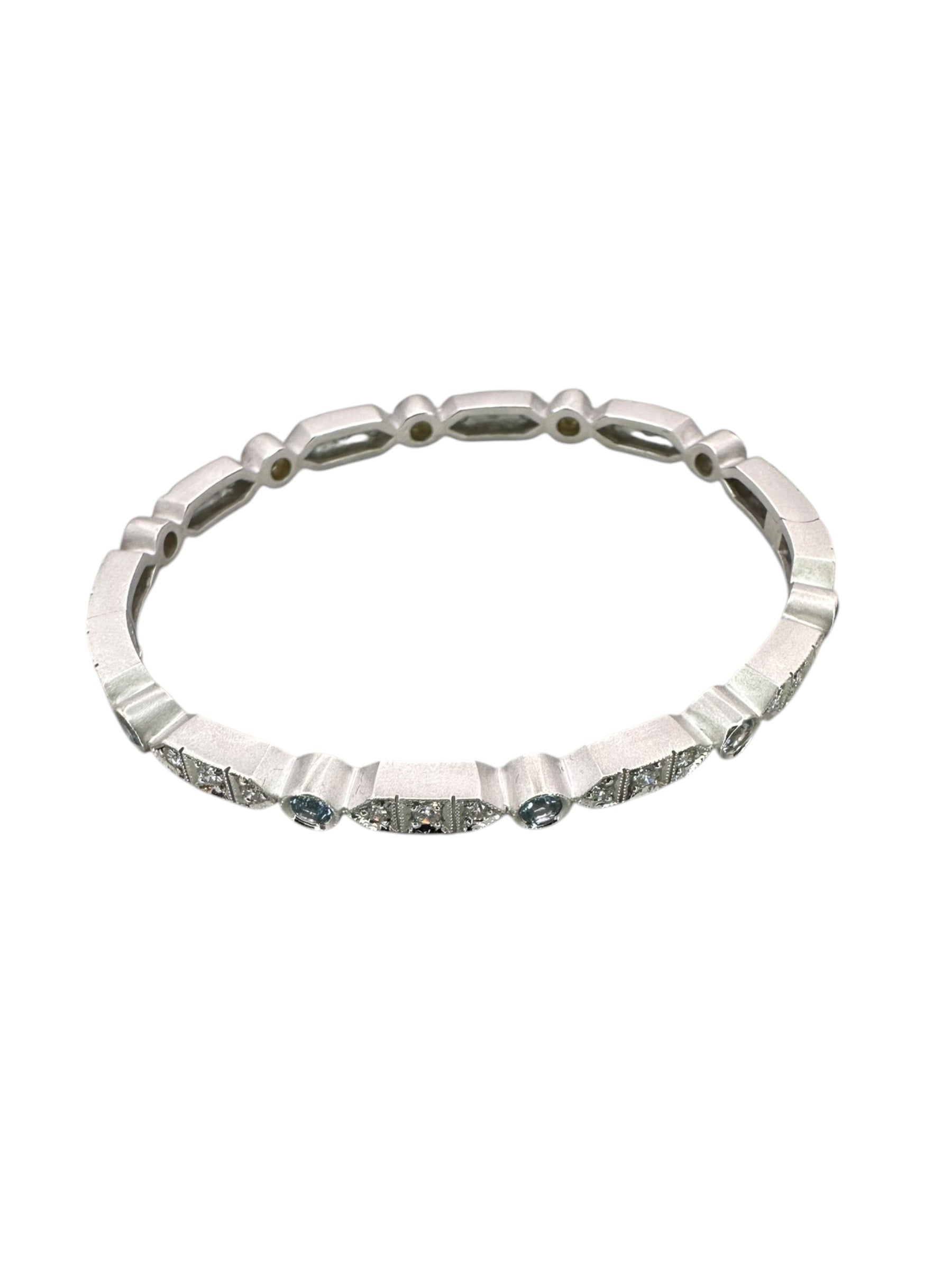 18k Aquamarine Diamond Bangle Bracelet