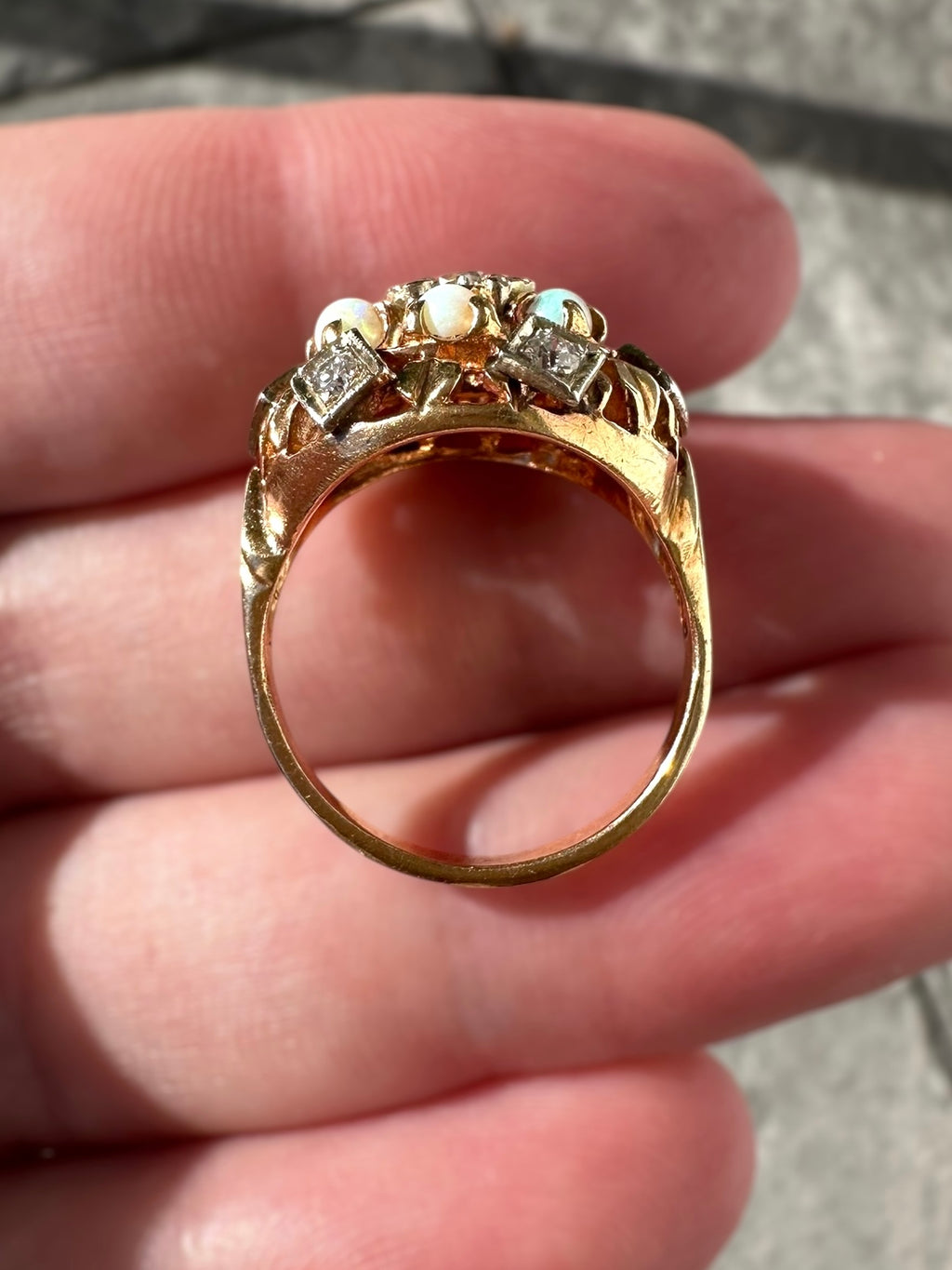 14k Opal Diamond Ring