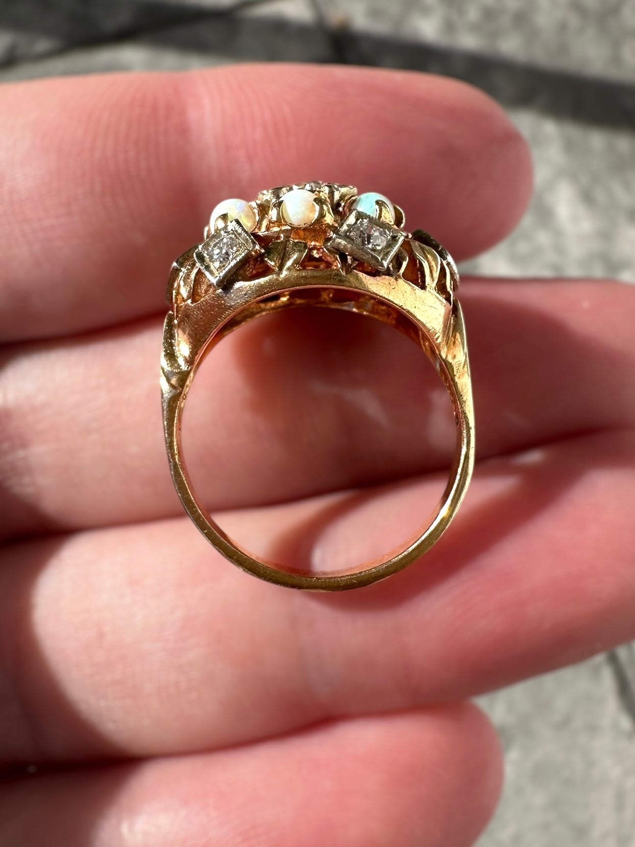 14k Opal Diamond Ring