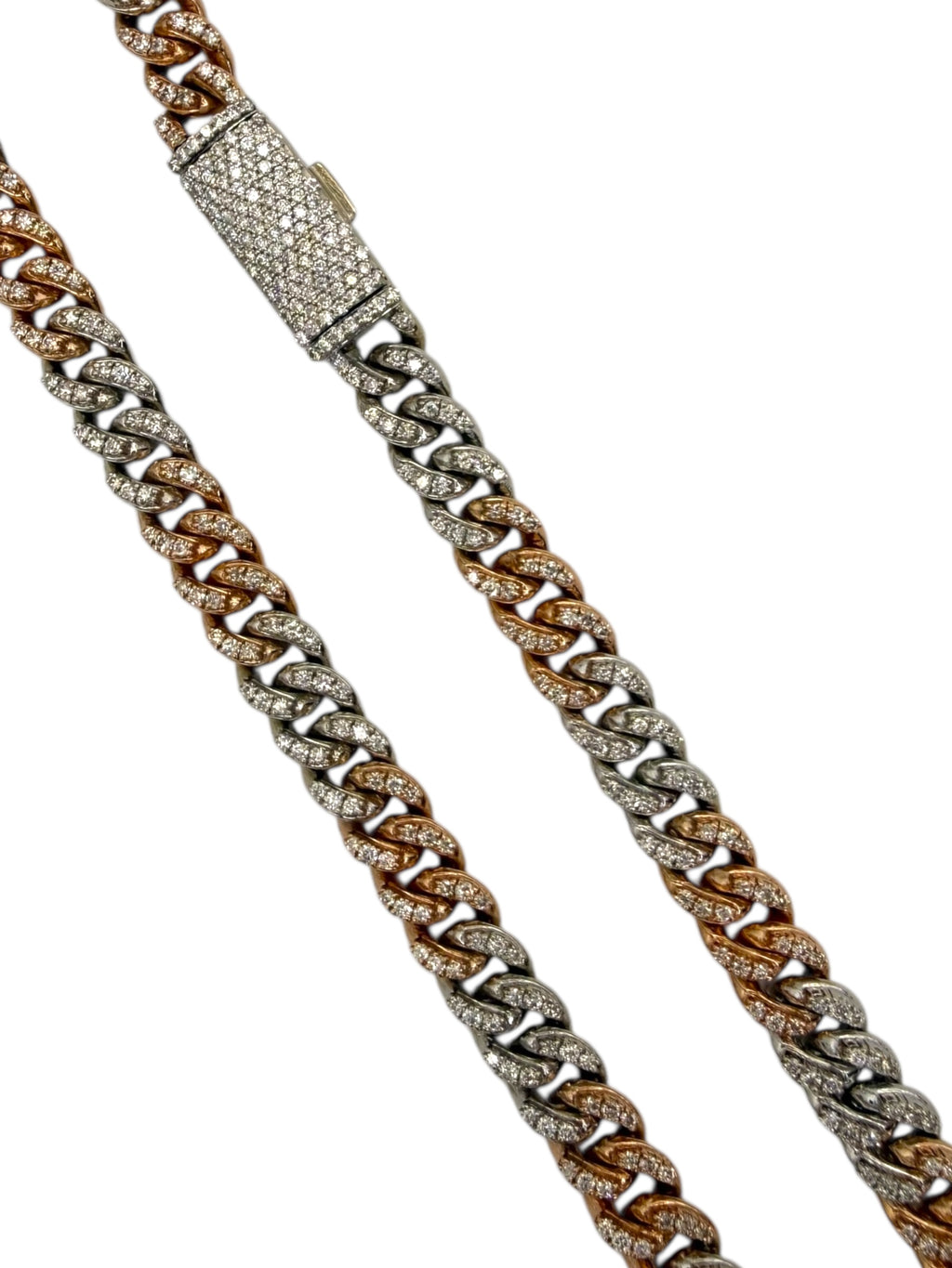 14k Two Tone Diamond Curb Necklace
