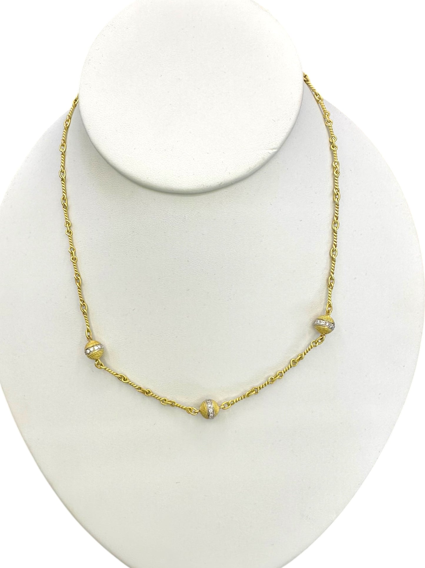 18k Ball Station Diamond Necklace