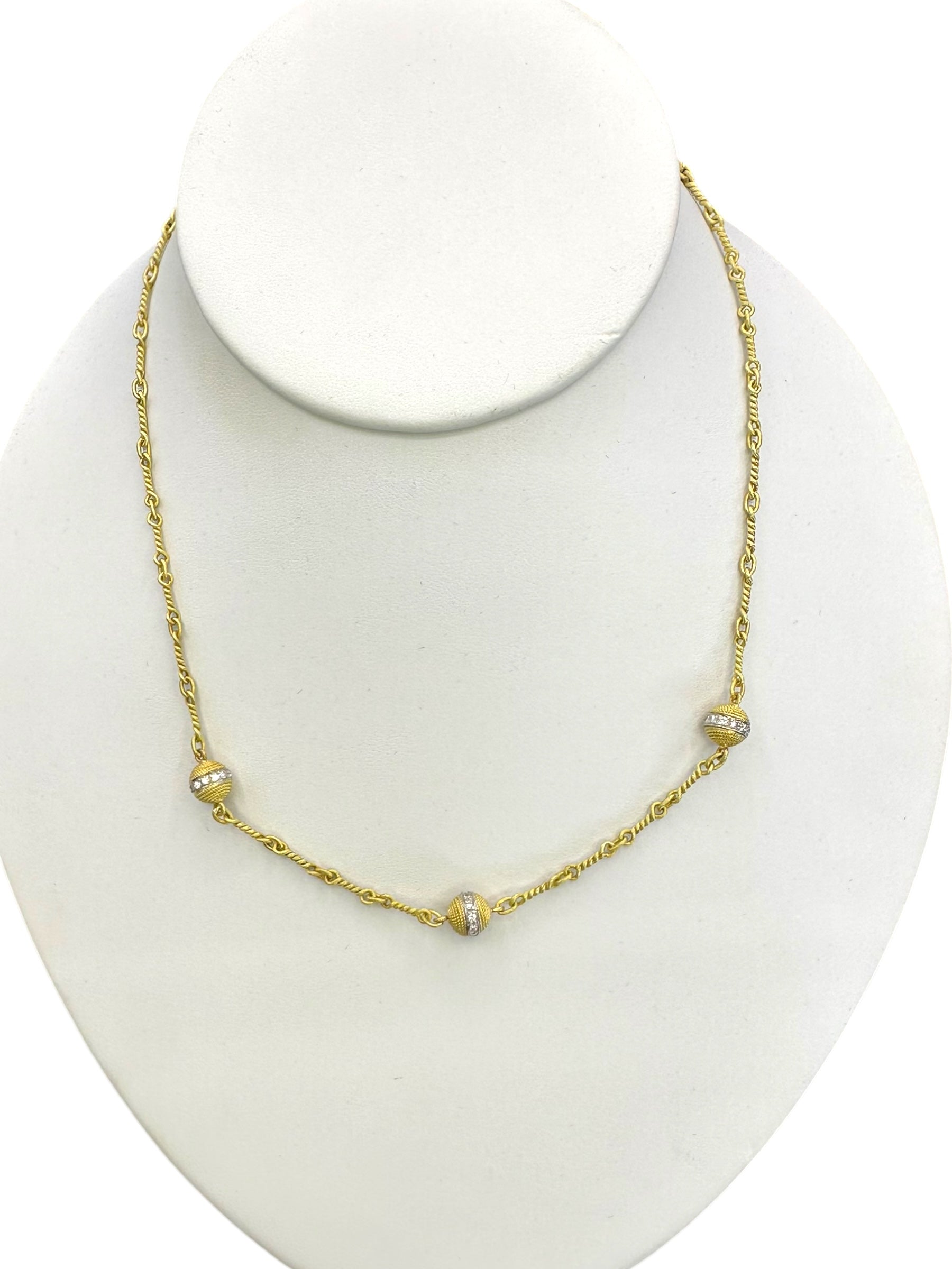 18k Ball Station Diamond Necklace