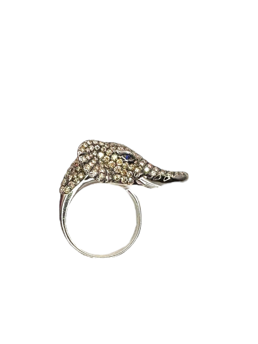 14k Diamond Elephant Ring