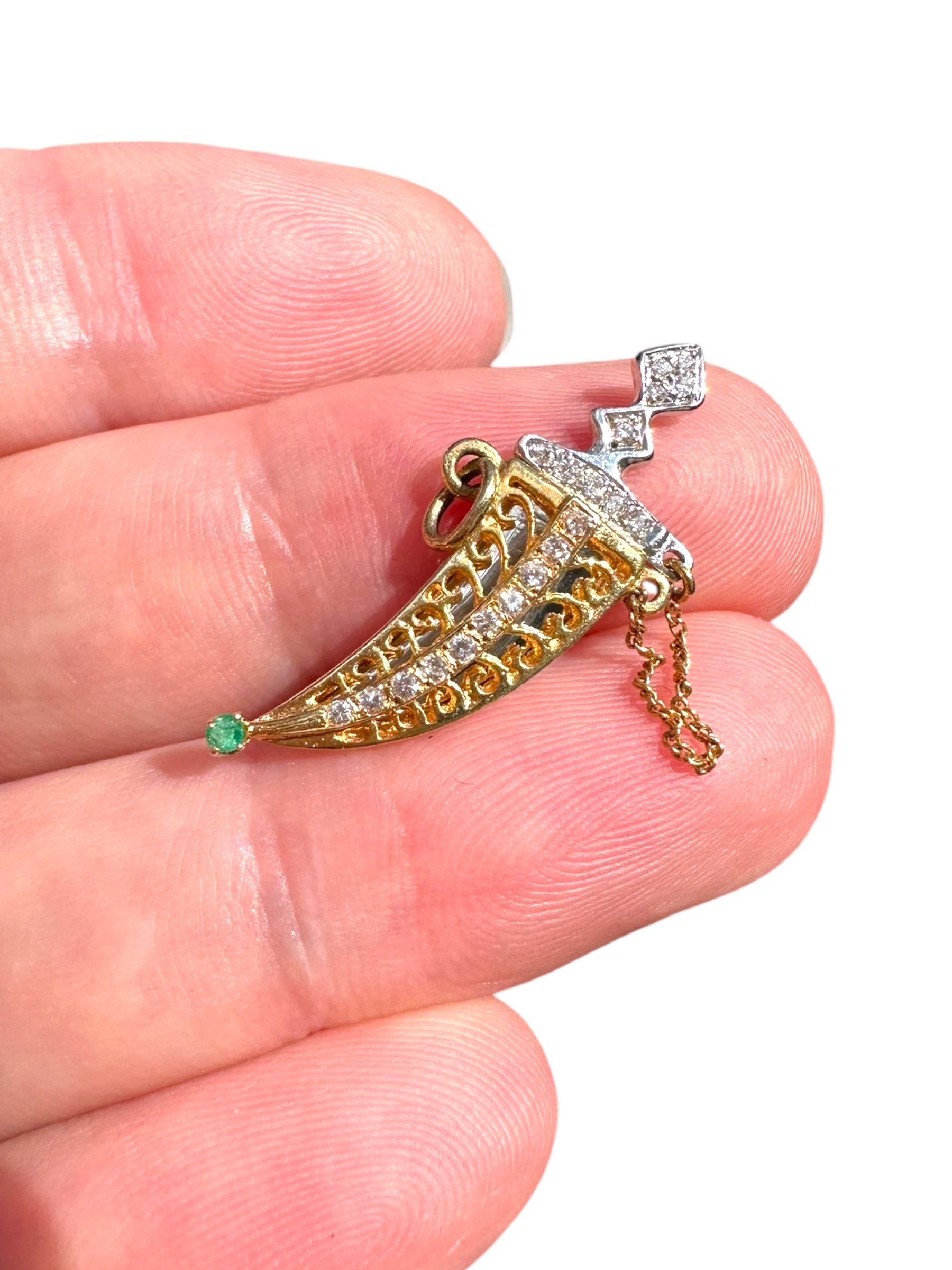 18k Diamond Dagger Charm