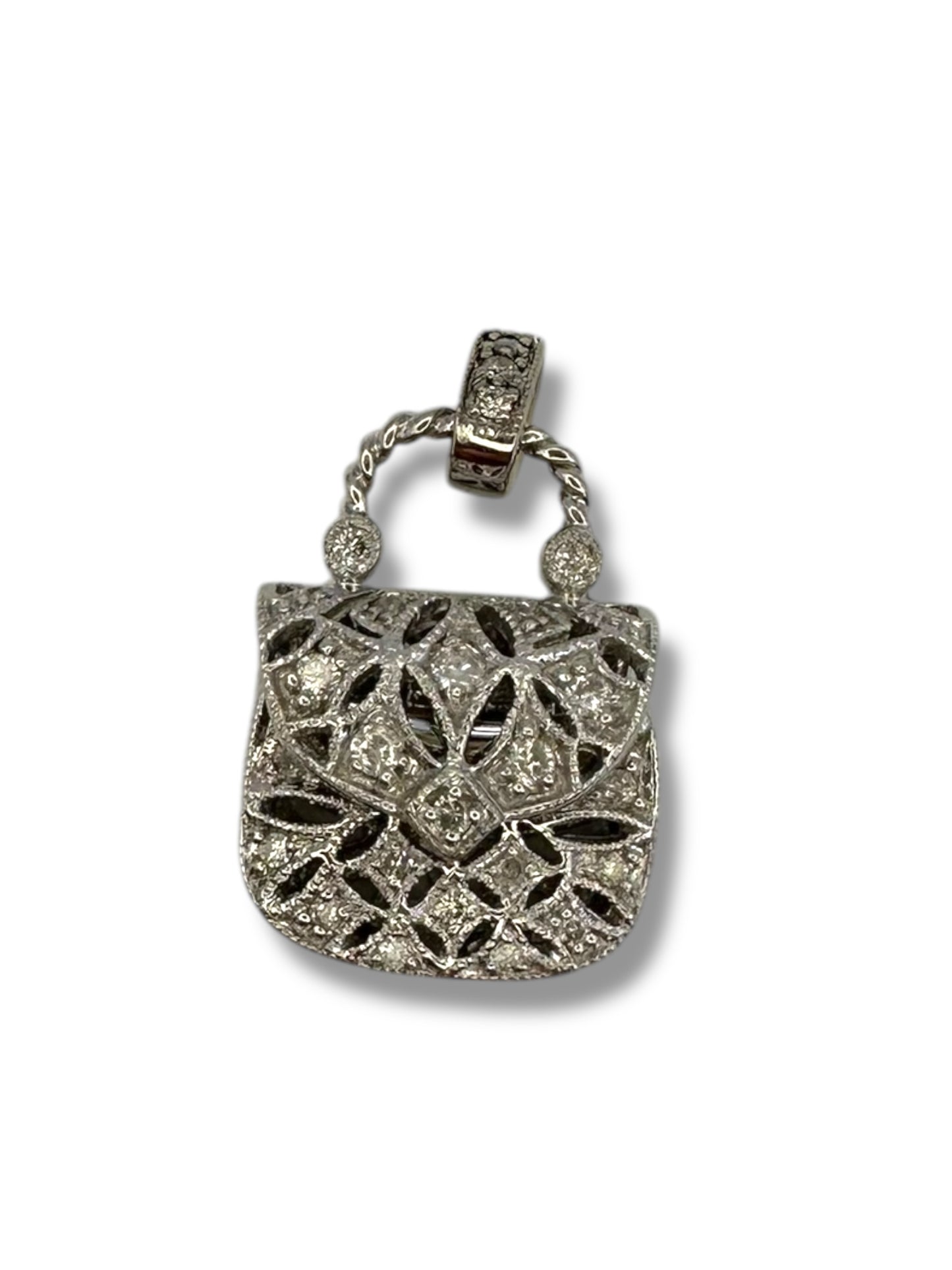 14k Diamond Purse Charm