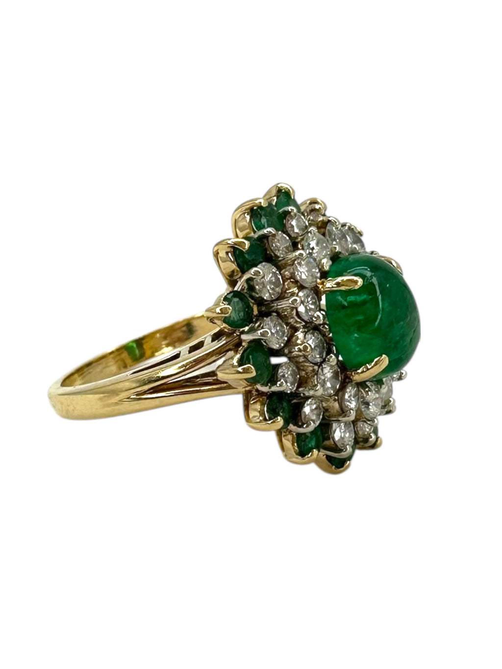 18k Emerald Diamond Cluster Ring