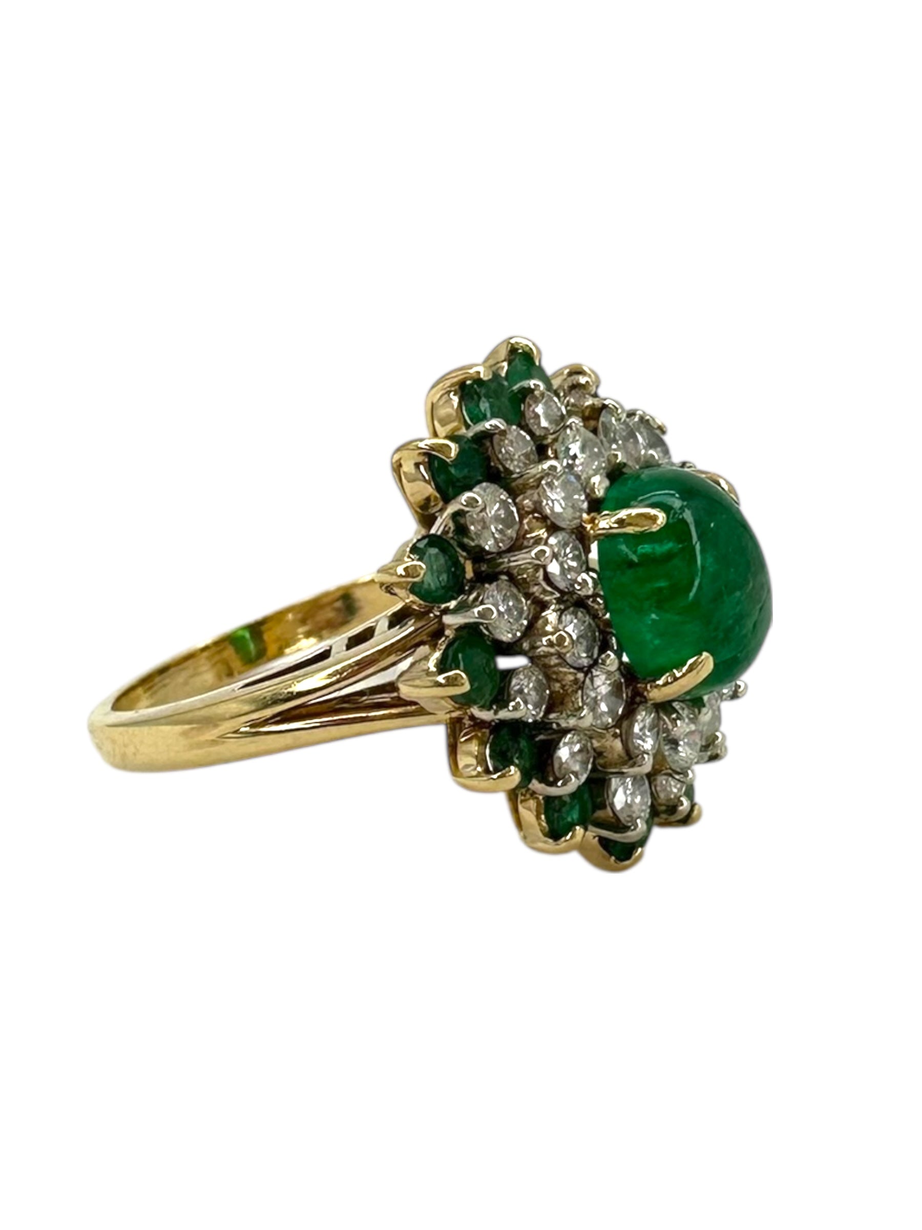 18k Emerald Diamond Cluster Ring
