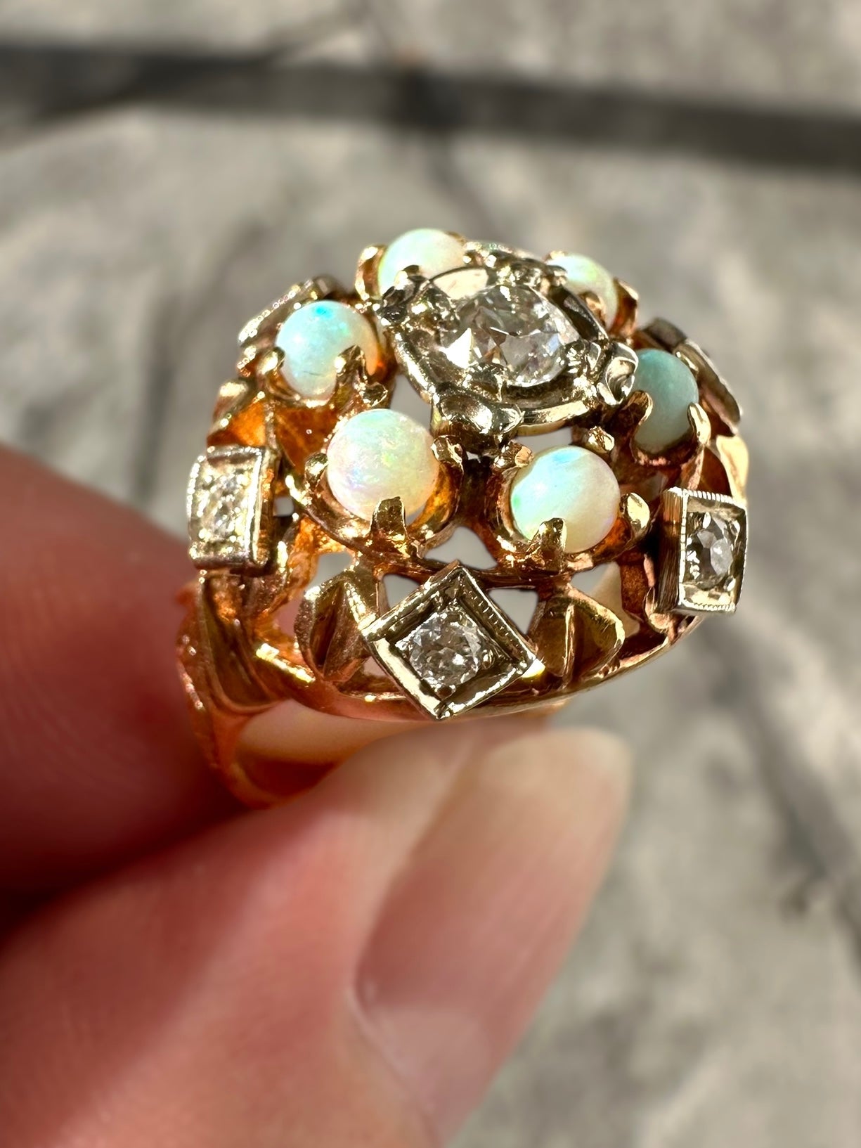 14k Opal Diamond Ring