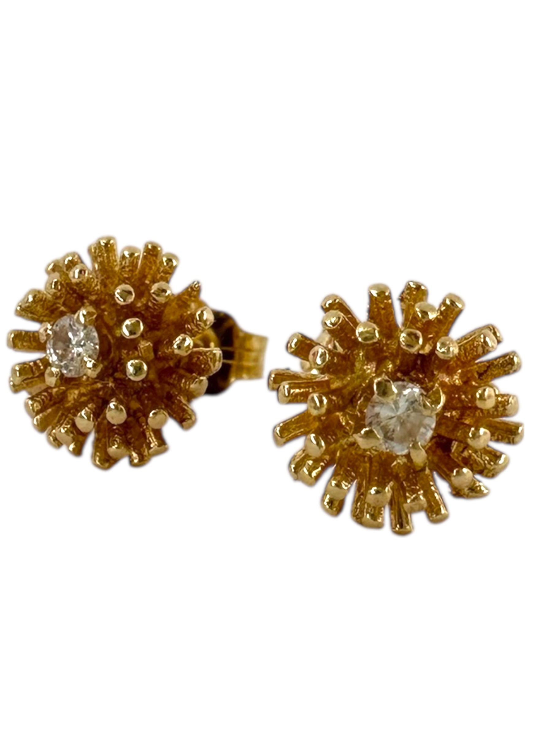 14k Diamond Dandelion Earrings