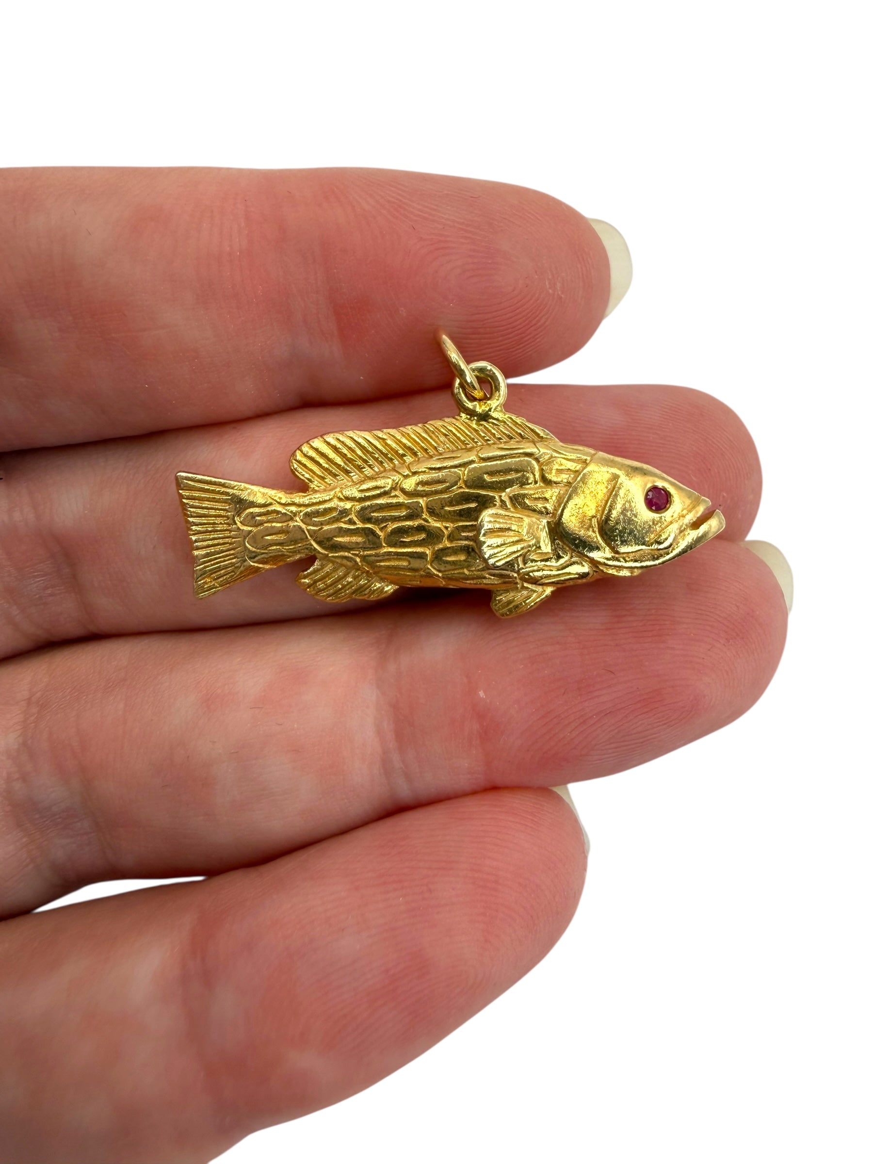 14k Grouper Fish Pendant
