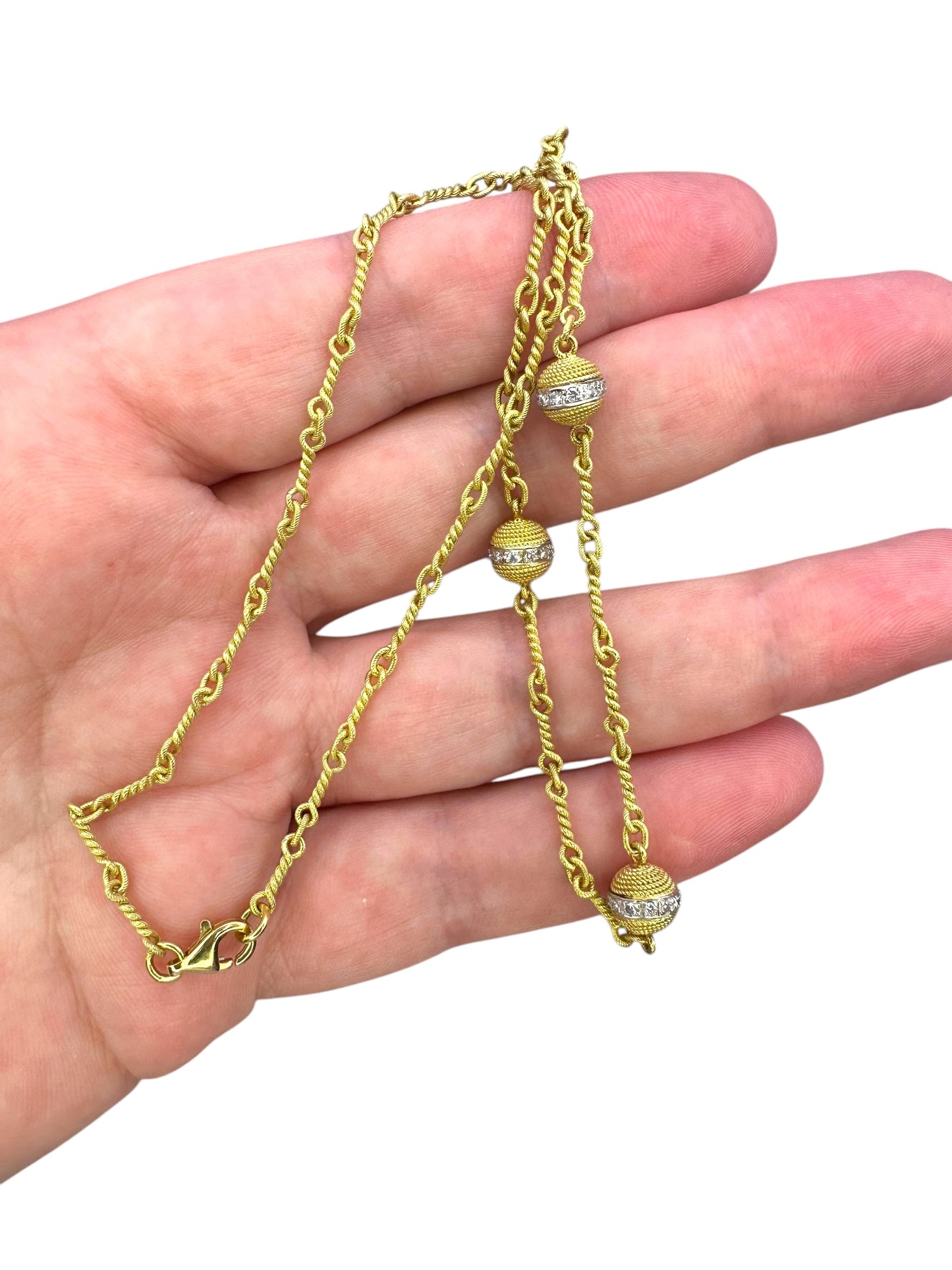 18k Ball Station Diamond Necklace