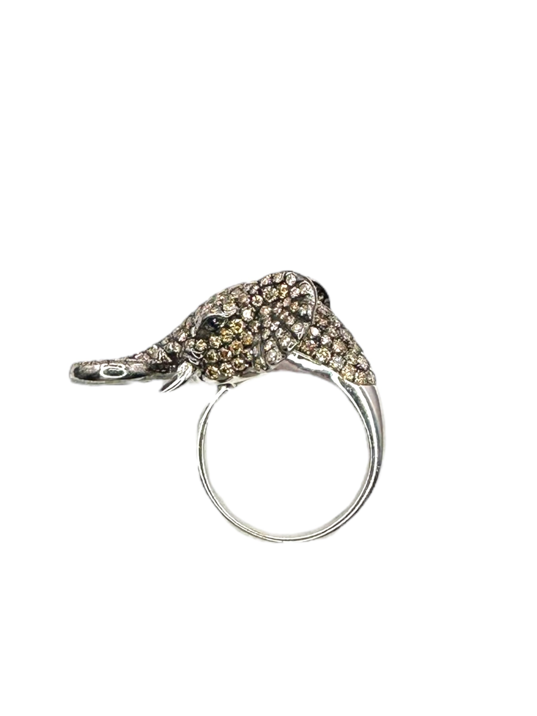 14k Diamond Elephant Ring