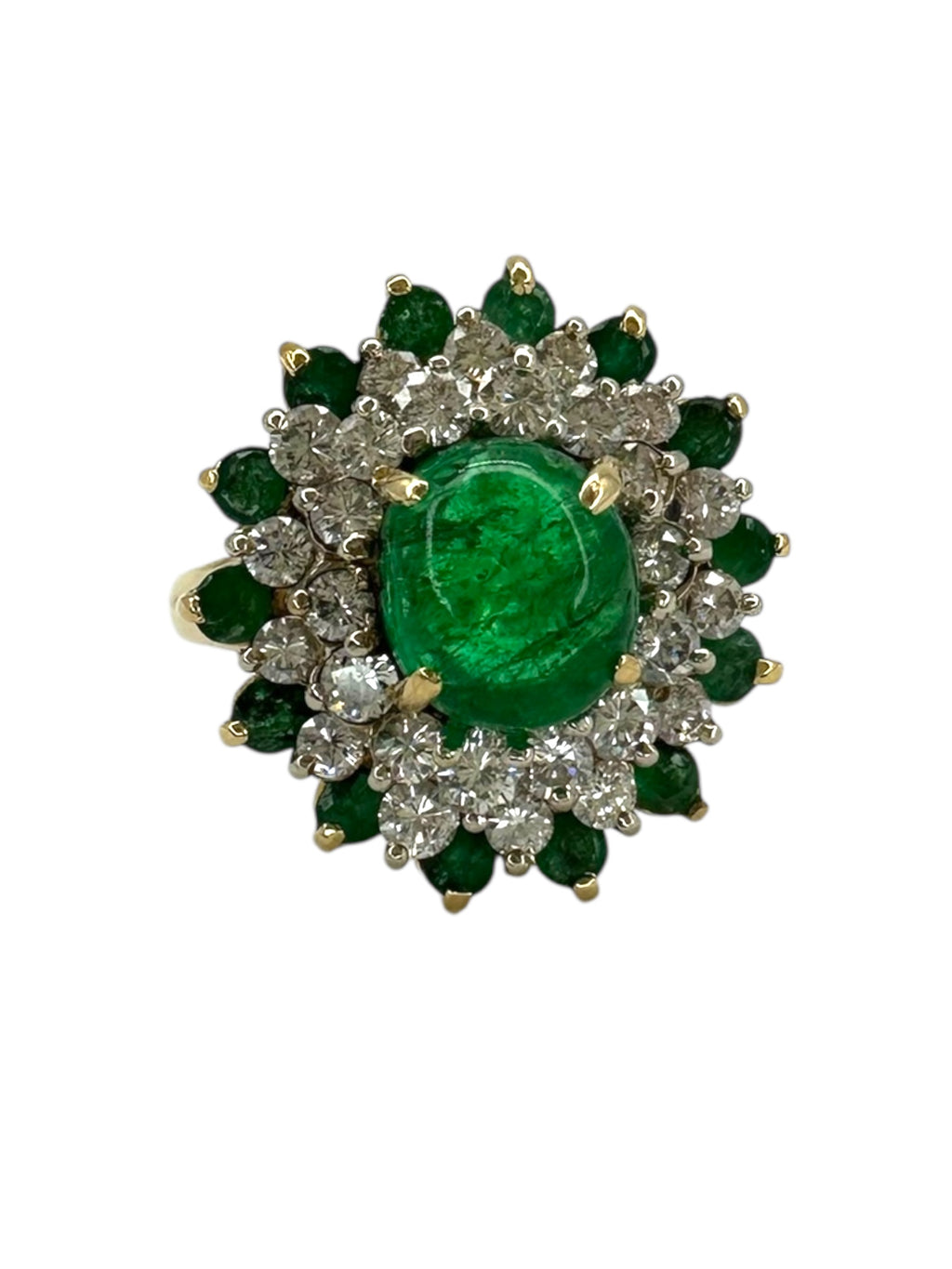 18k Emerald Diamond Cluster Ring