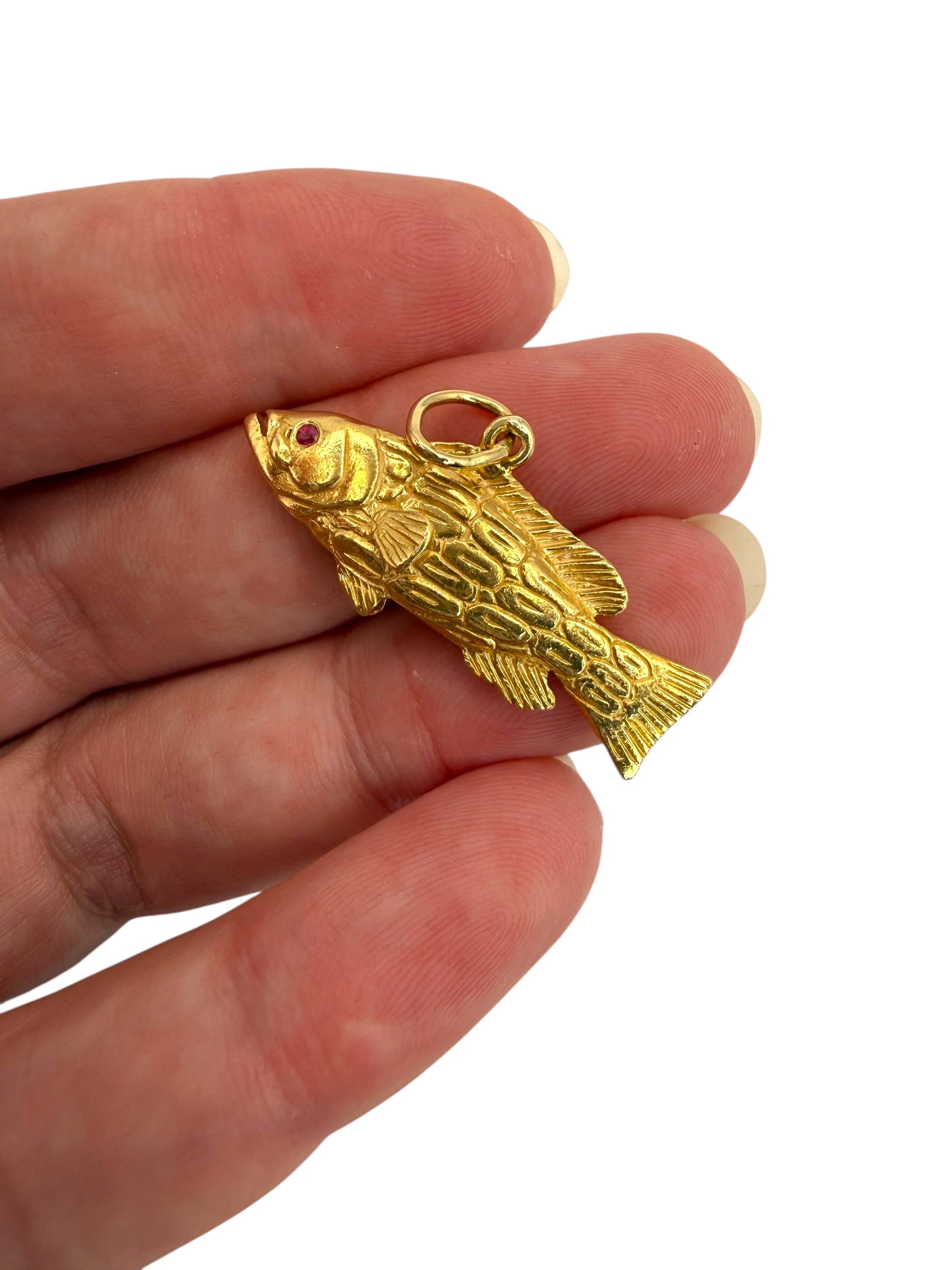 14k Grouper Fish Pendant