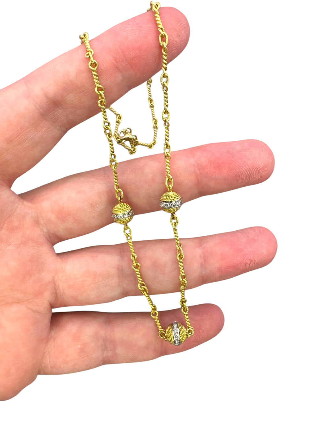 18k Ball Station Diamond Necklace