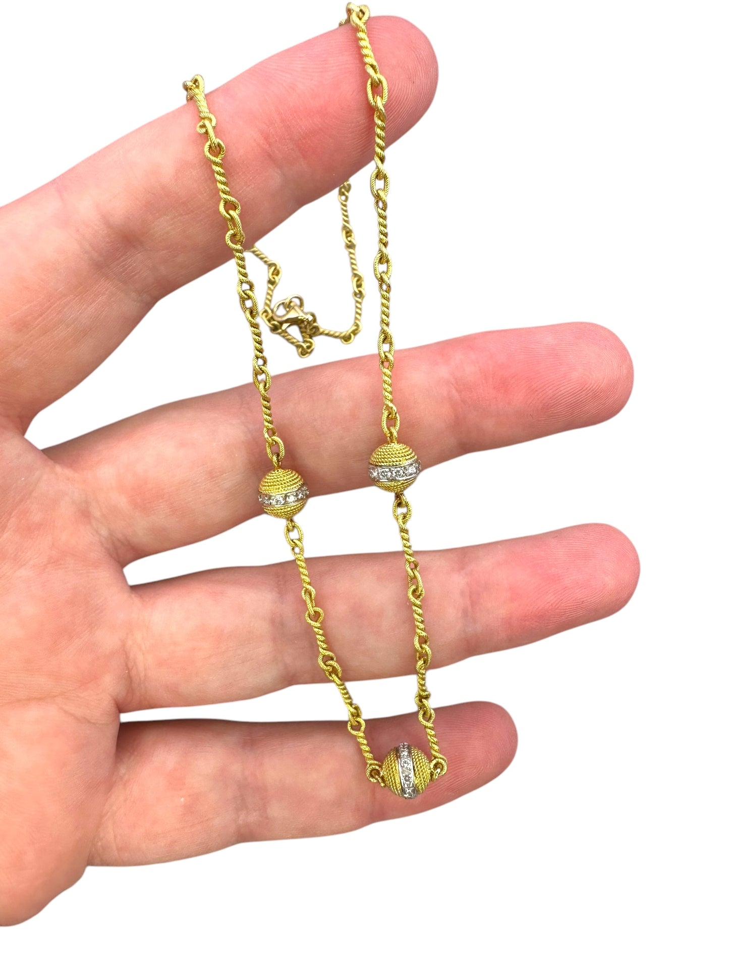 18k Ball Station Diamond Necklace