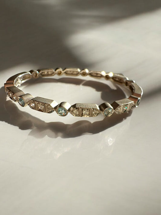 18k Aquamarine Diamond Bangle Bracelet