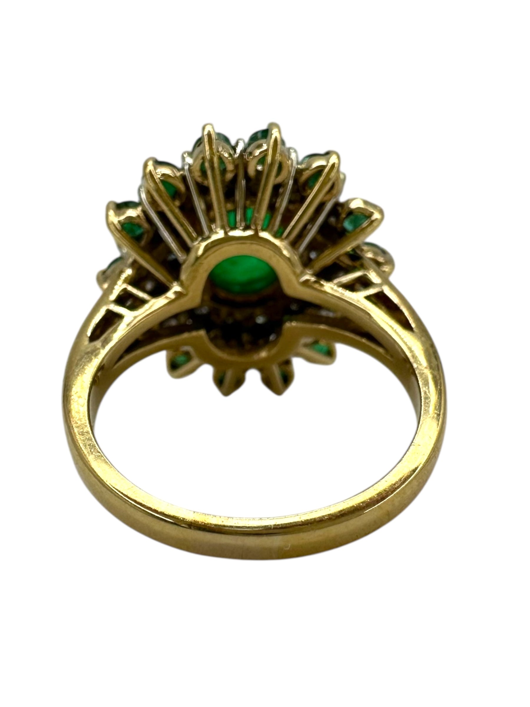 18k Emerald Diamond Cluster Ring