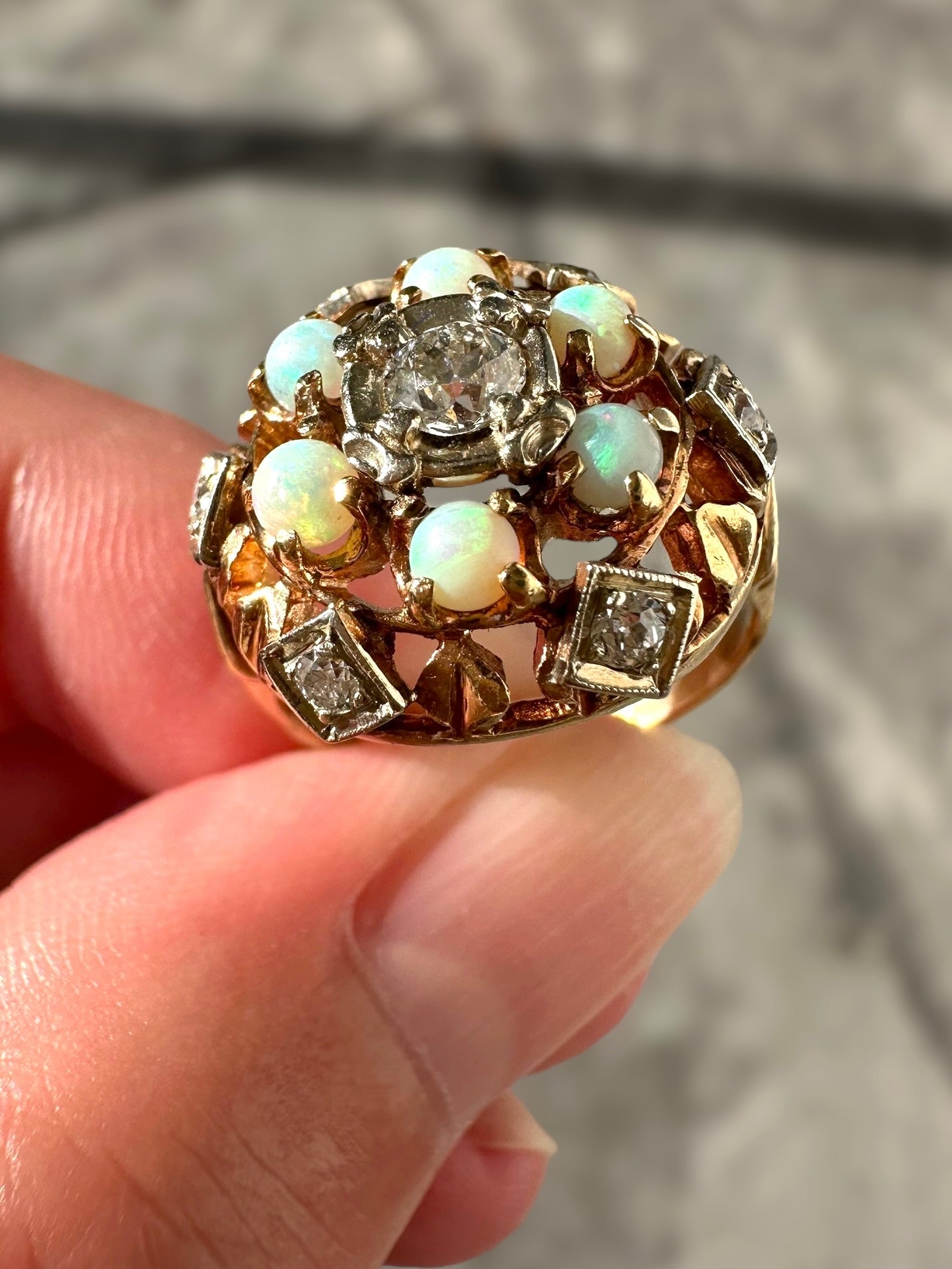 14k Opal Diamond Ring