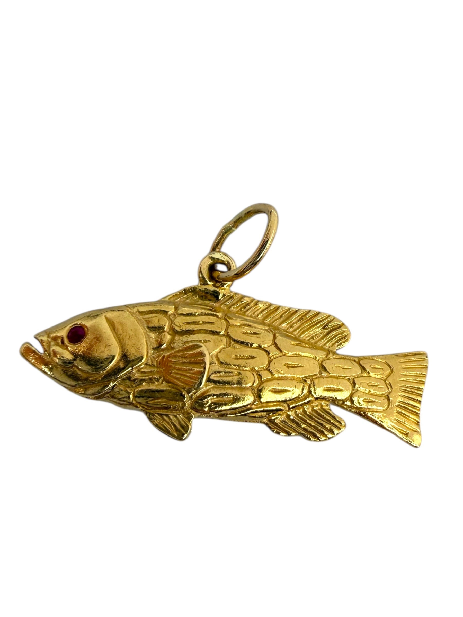 14k Grouper Fish Pendant