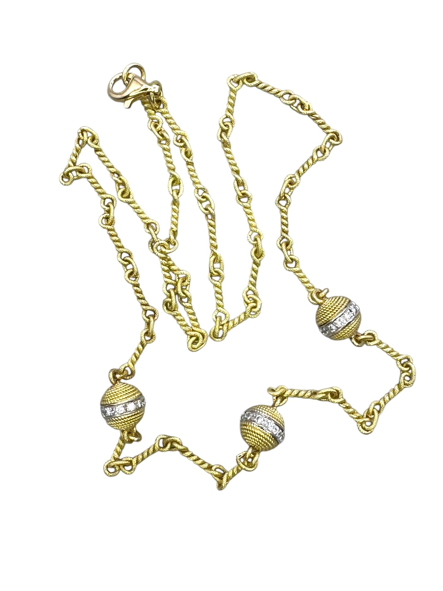 18k Ball Station Diamond Necklace